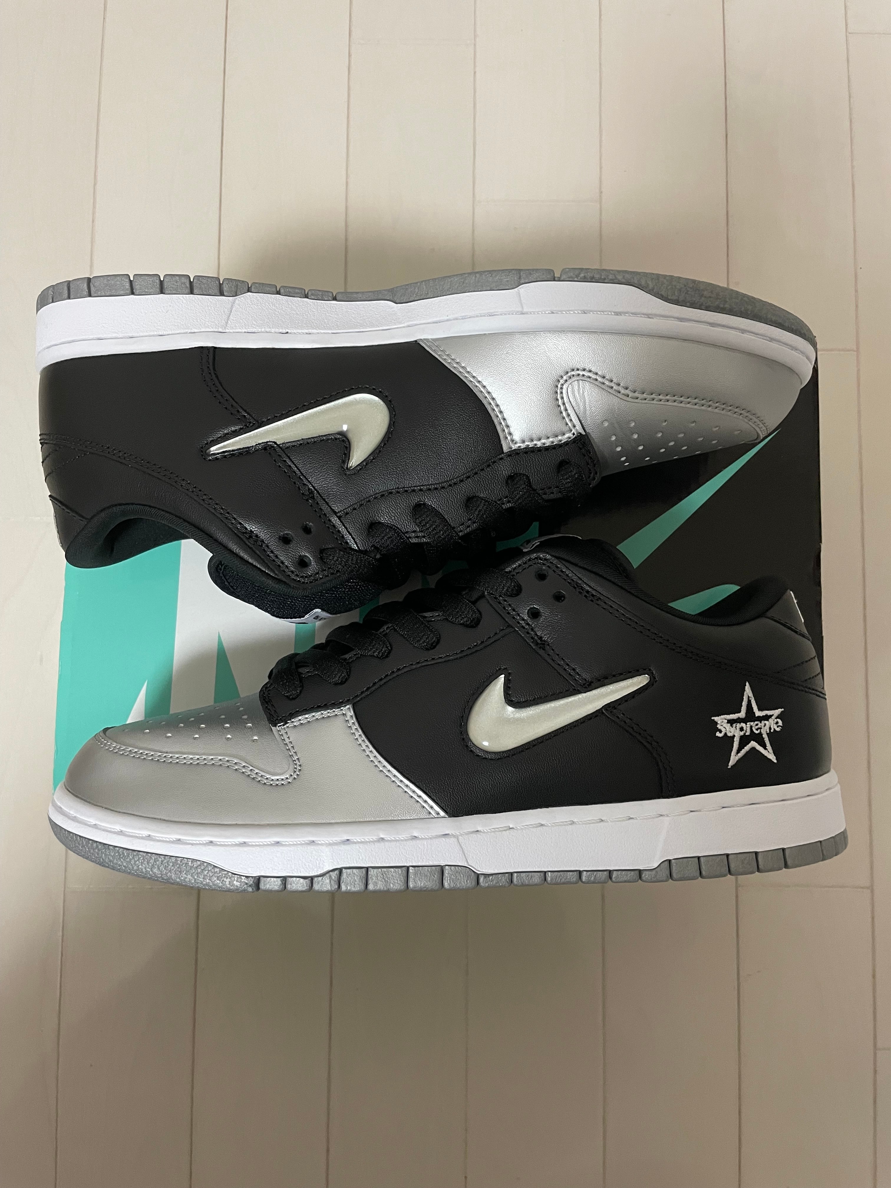 Supreme × Nike Dunk Low "Metallic Silver/Black"