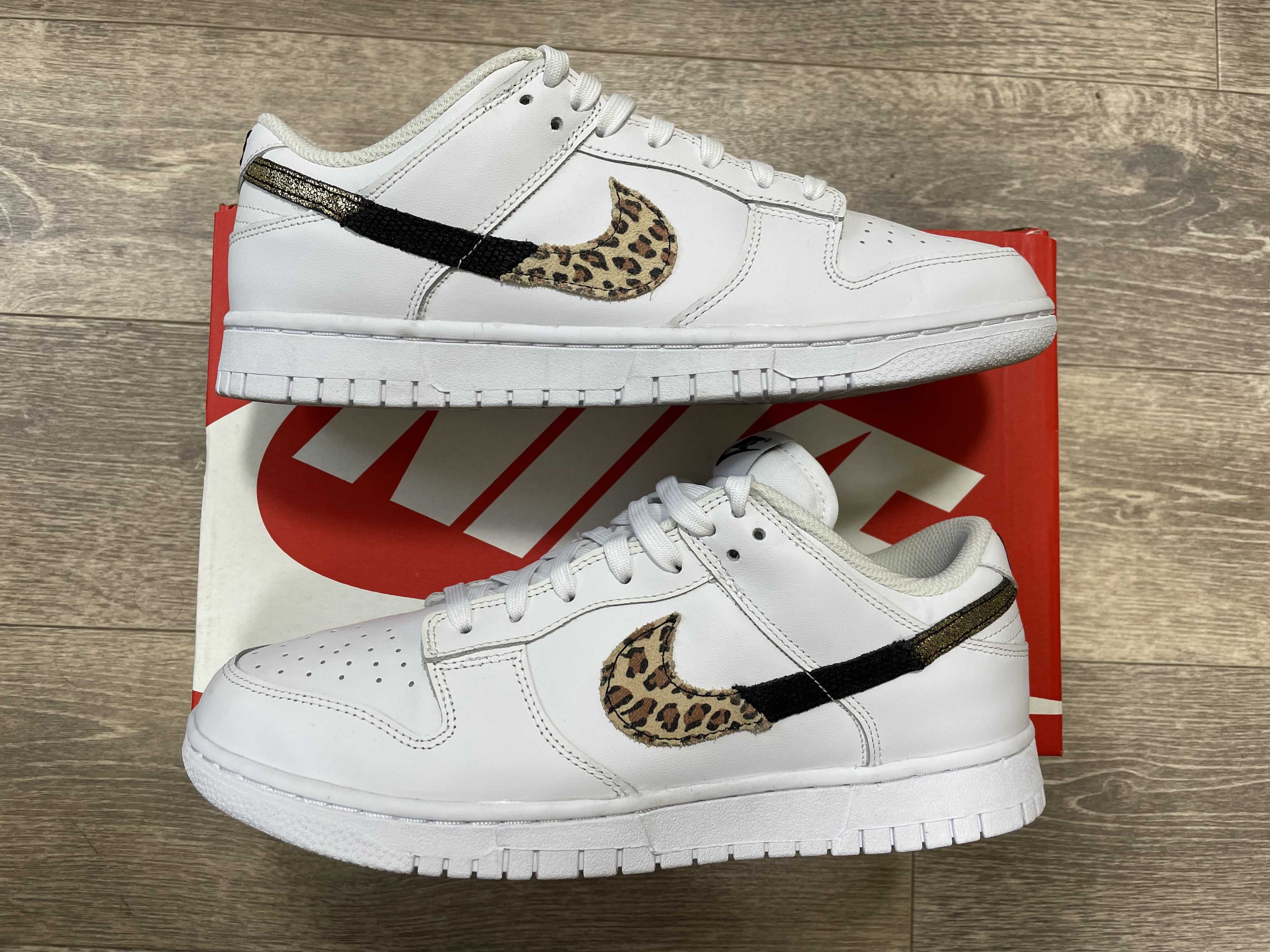 Nike Women's Dunk Low SE "White/Animal Swoosh/Safari"