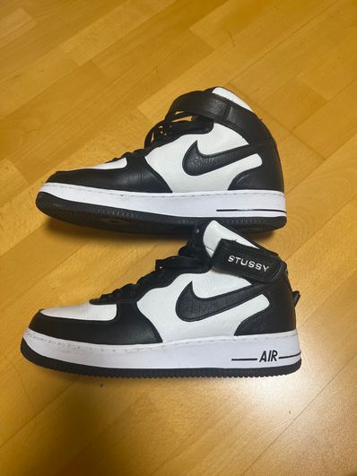 Stussy × Nike Air Force 1 Mid "Black and Light Bone"