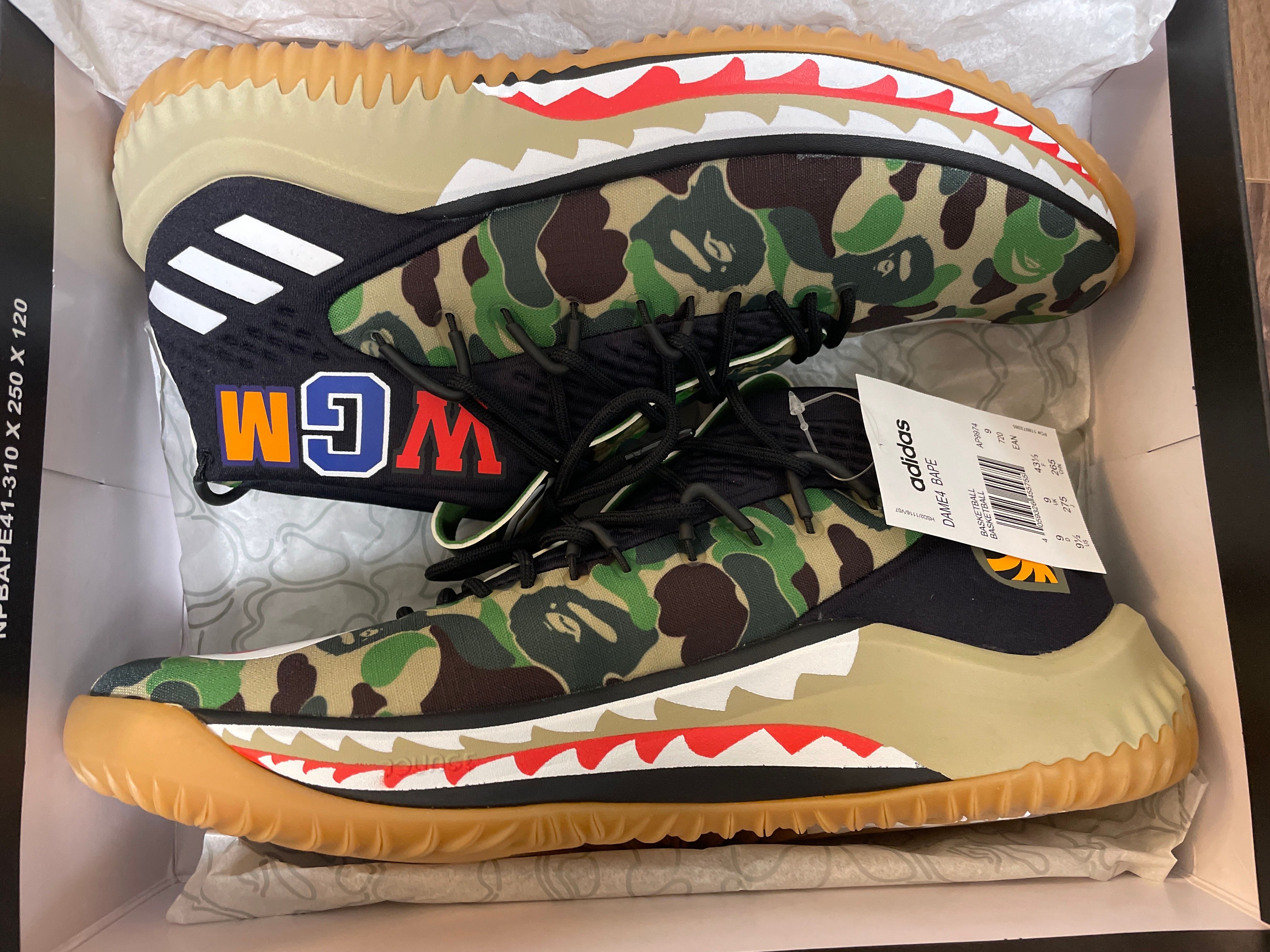 A BATHING APE × adidas Dame 4 "PACK GREEN"