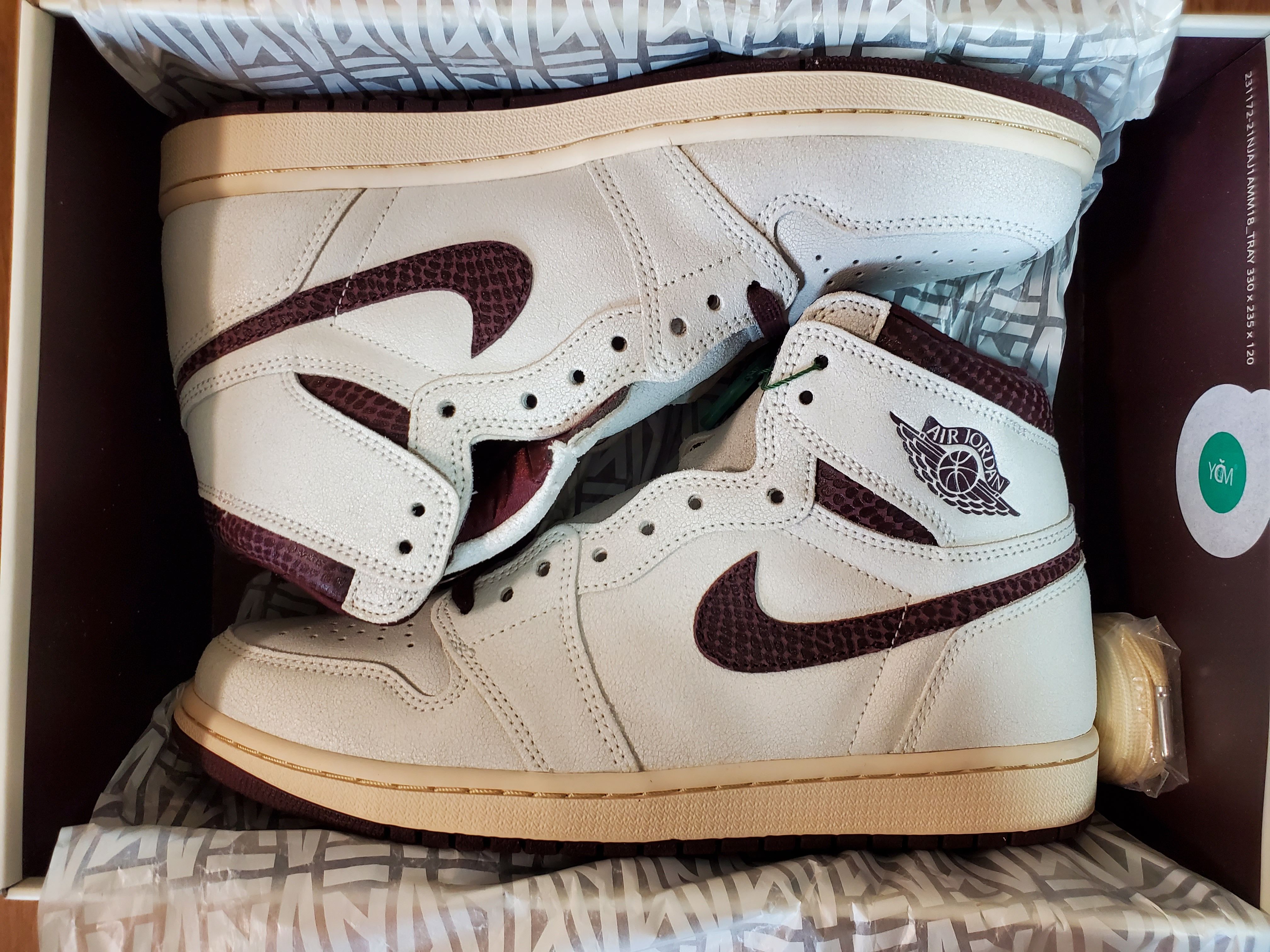 A Ma Maniere × Nike Air Jordan 1 Retro High OG "Sail and Burgundy"