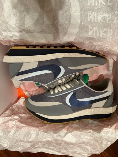 CLOT × Sacai × Nike LD Waffle "Grey Obsidian/Cool Grey"