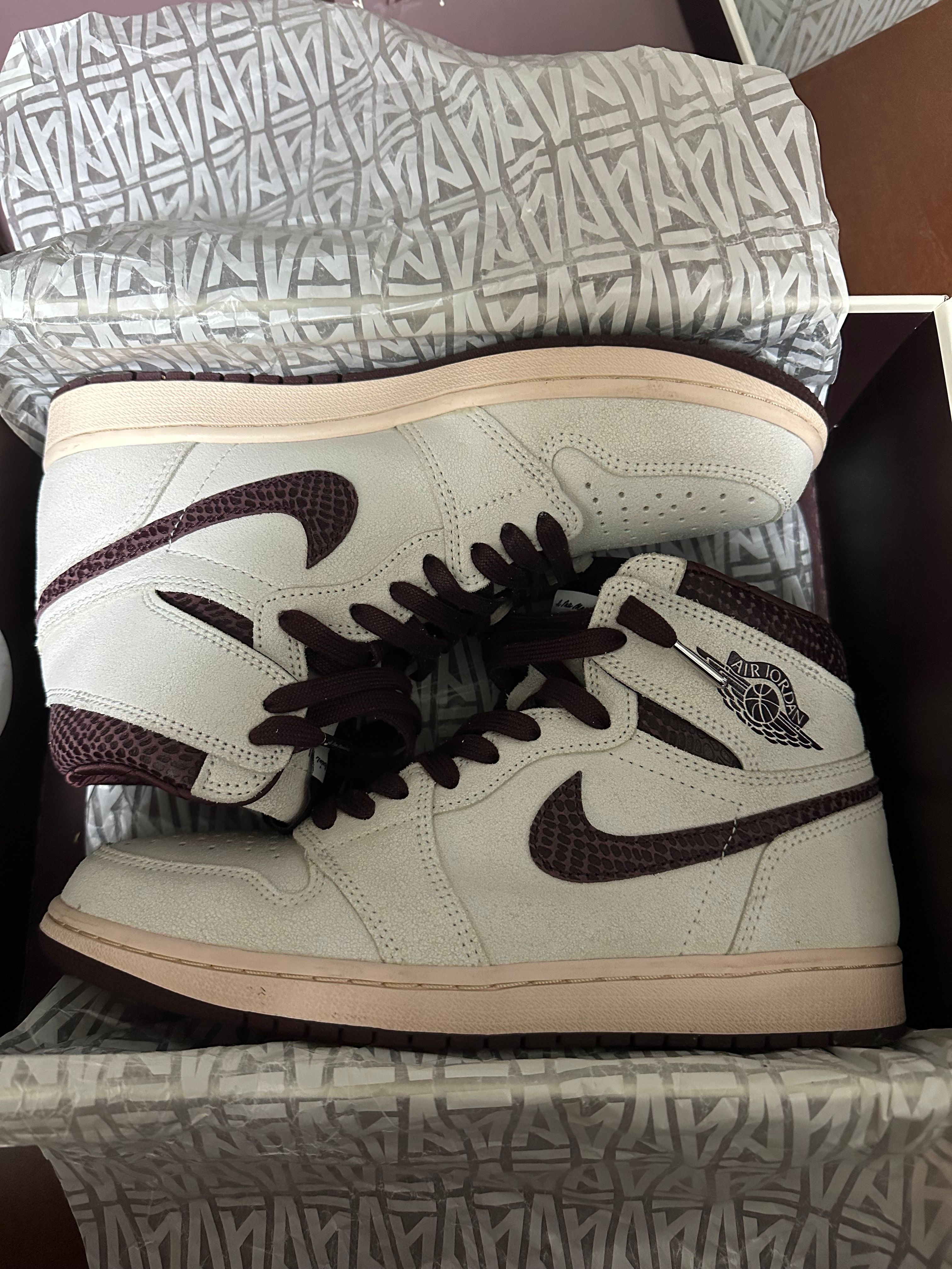 A Ma Maniere × Nike Air Jordan 1 Retro High OG "Sail and Burgundy"