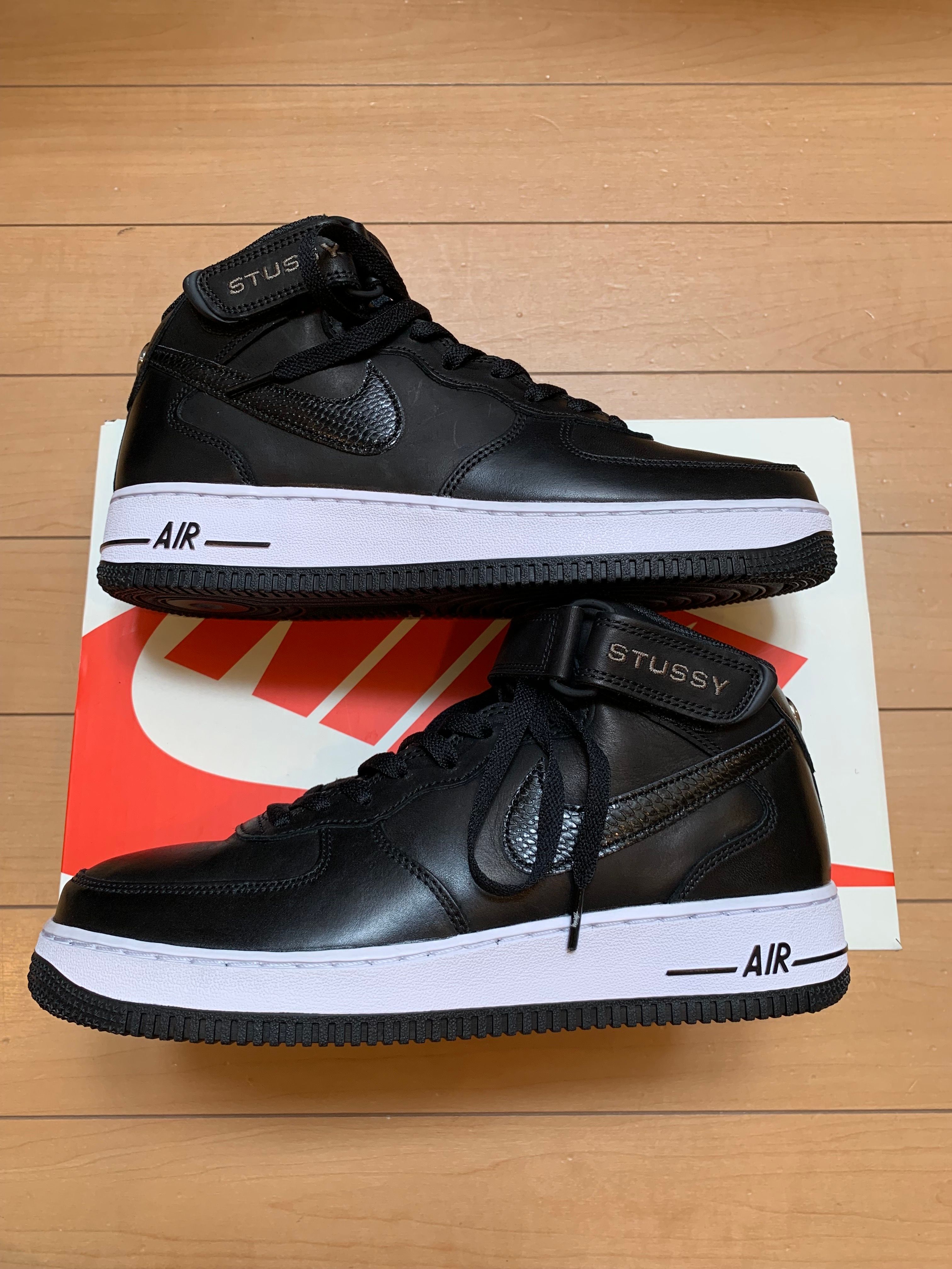 Stussy × Nike Air Force 1 Mid "Black/Black"