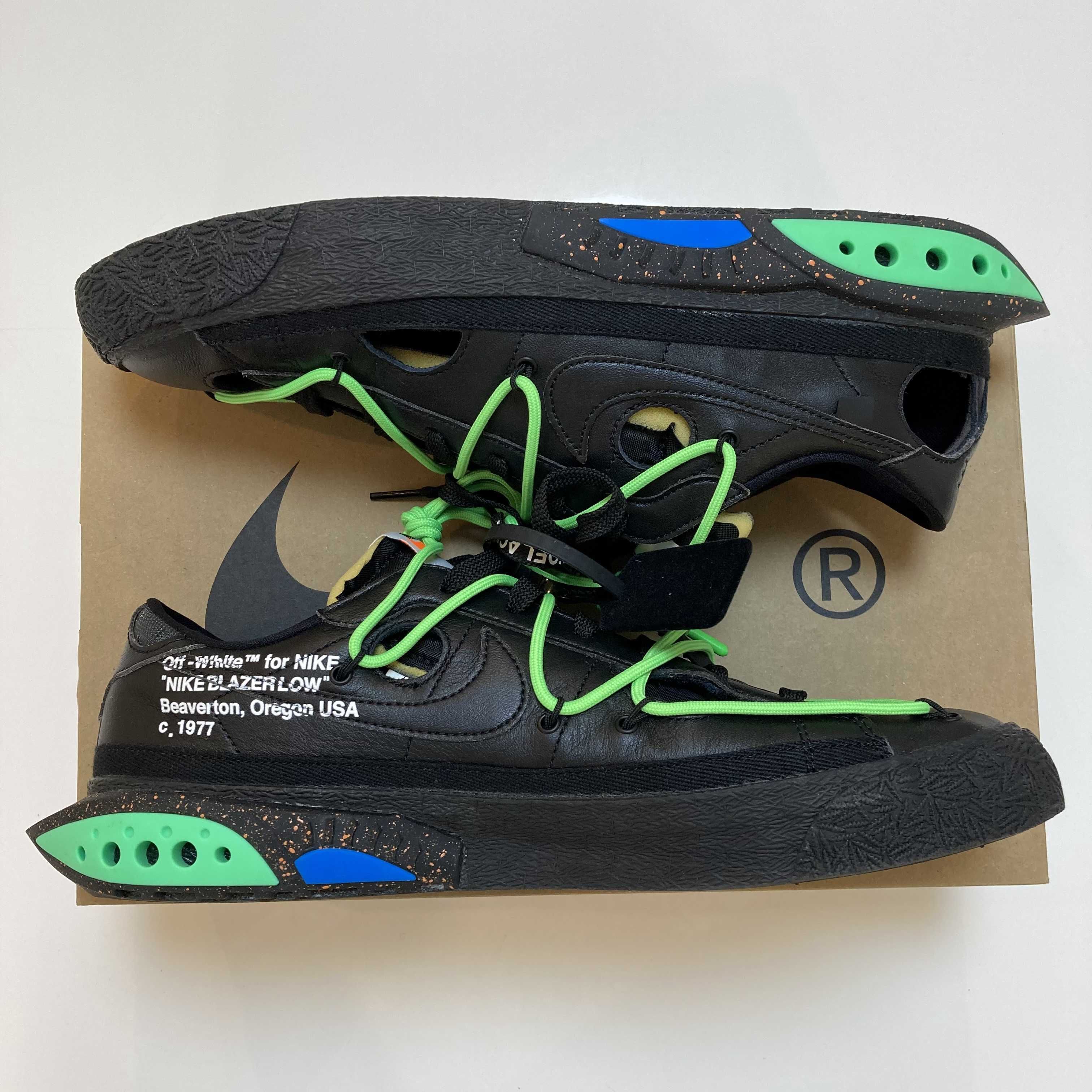 Off-White × Nike Blazer Low "Black and Electro Green"