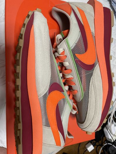 CLOT × Sacai × Nike LD Waffle "Orange Blaze"