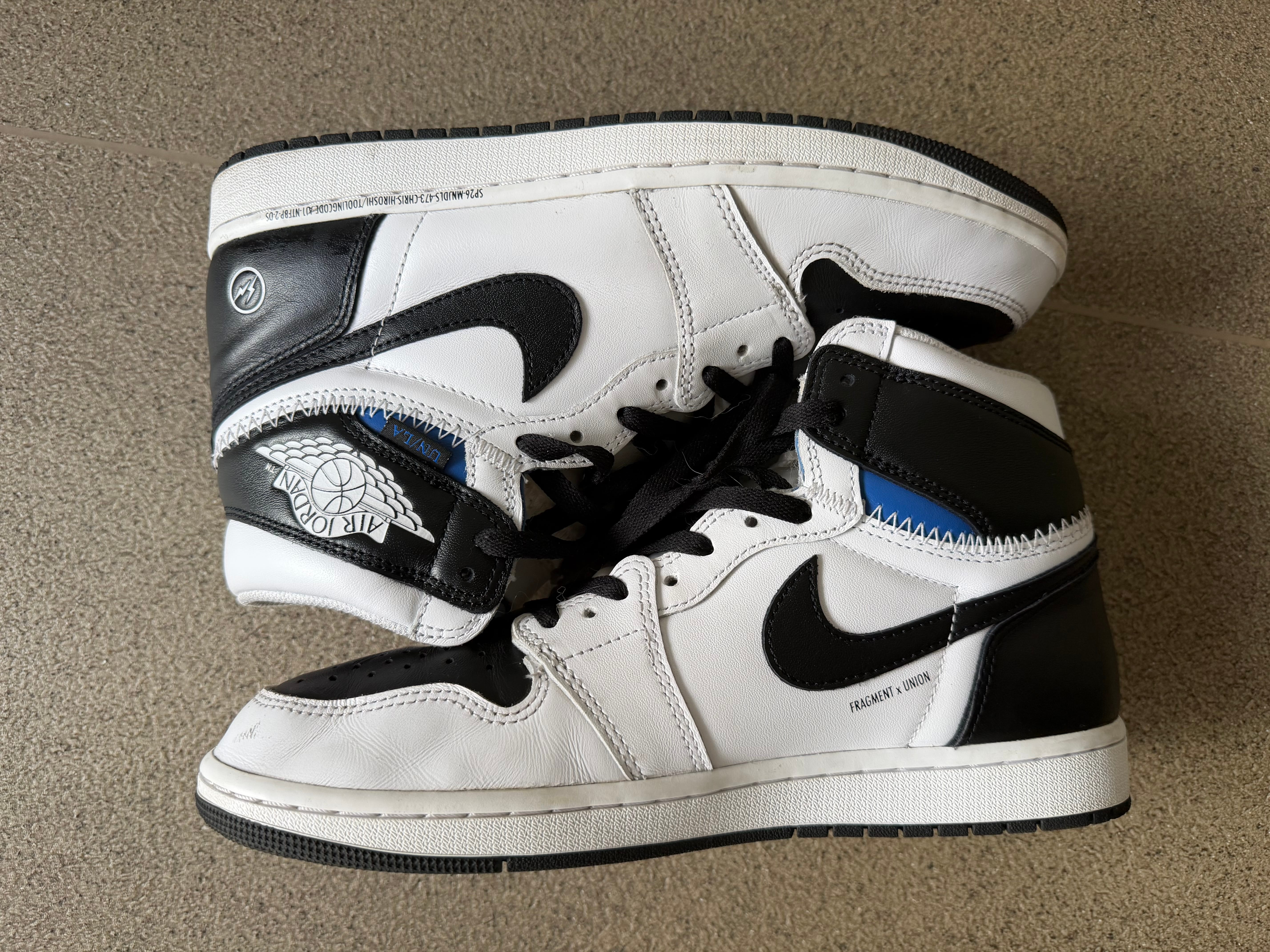 fragment design × UNION × Nike Air Jordan 1 Retro High OG "Black/White"
