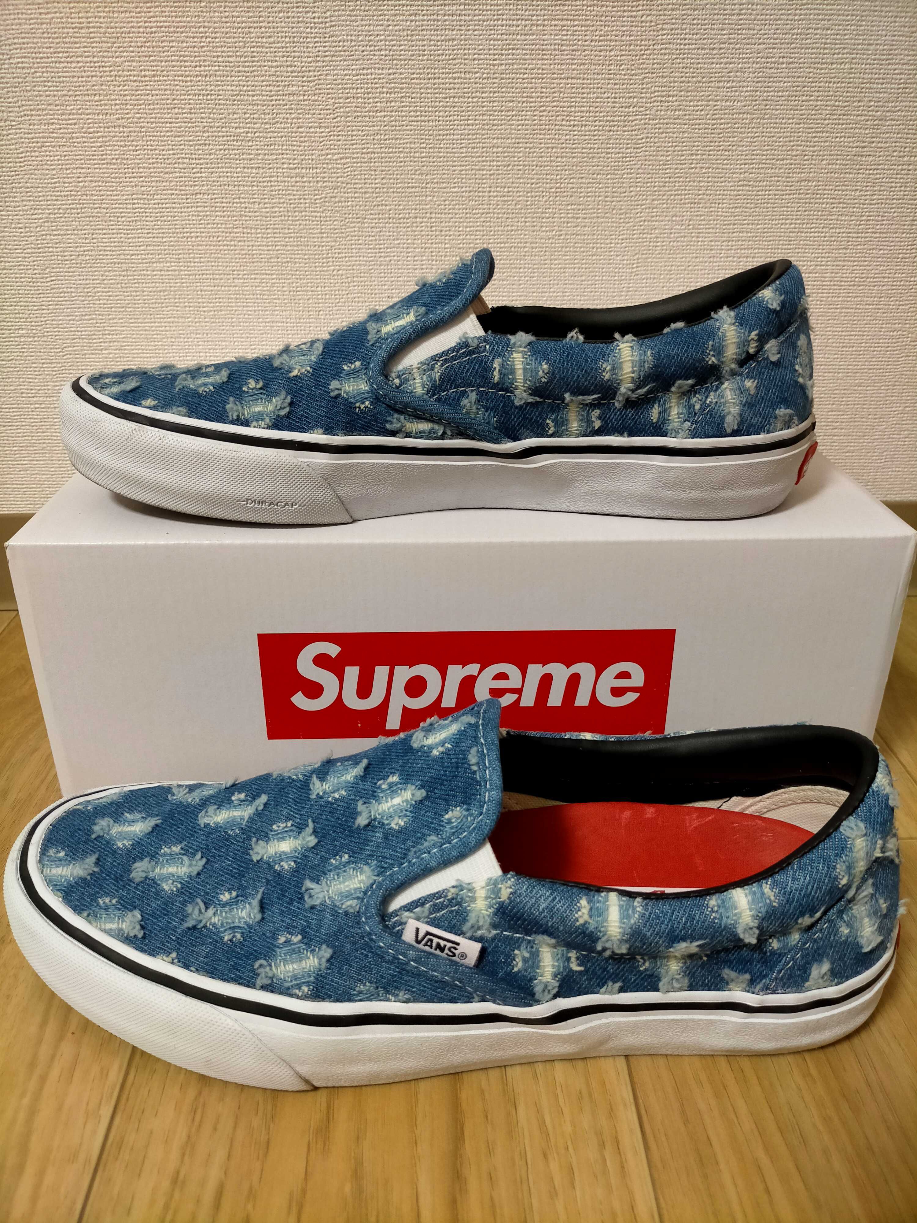 Supreme × Vans Slip-On Hole Punch Denim "Blue"
