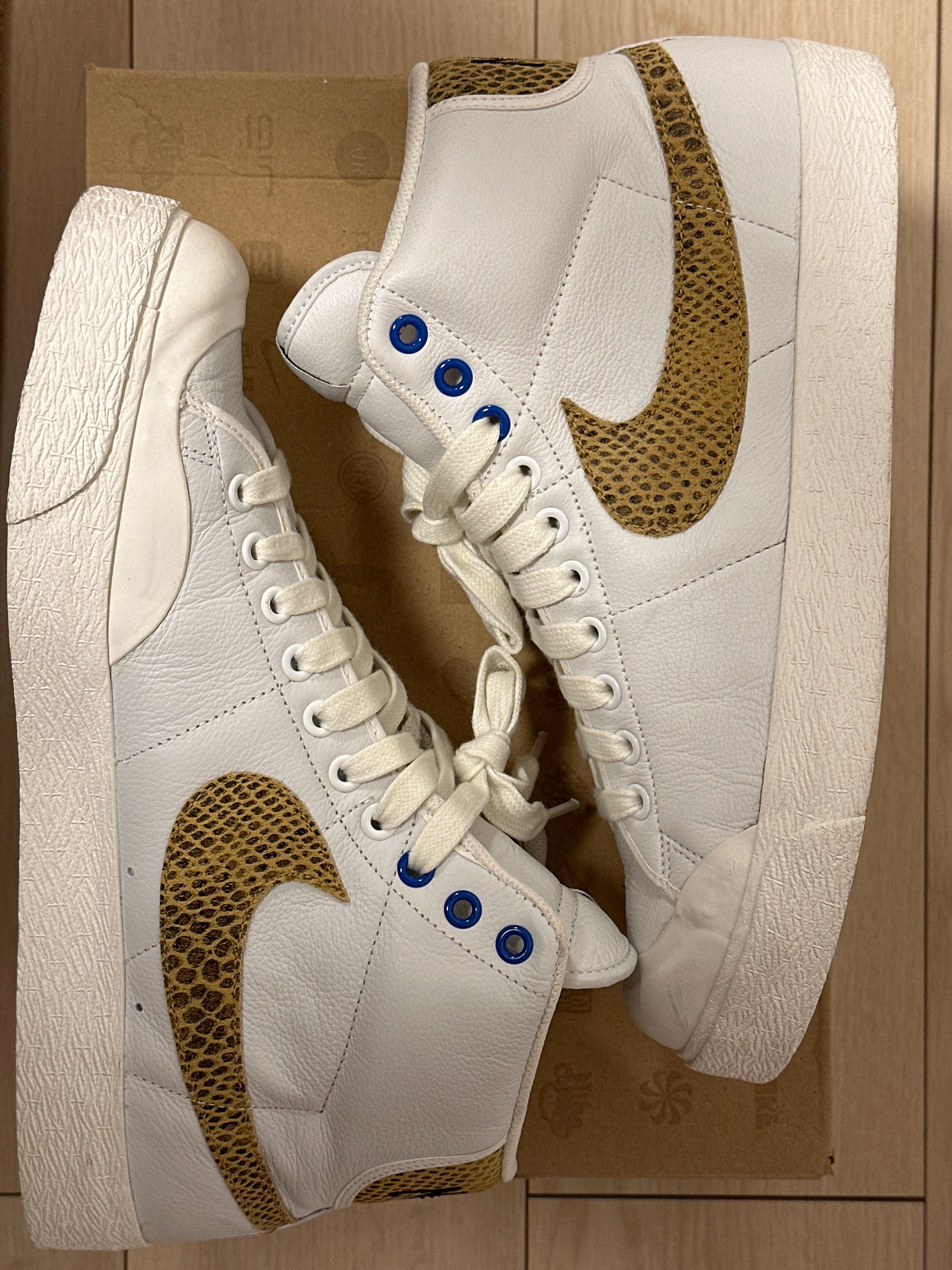 Stussy × Nike All Court Mid "White/Gold"