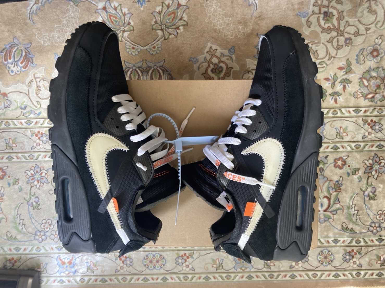 Off-White × Nike Air Max 90 "Black/Black-Cone-White"