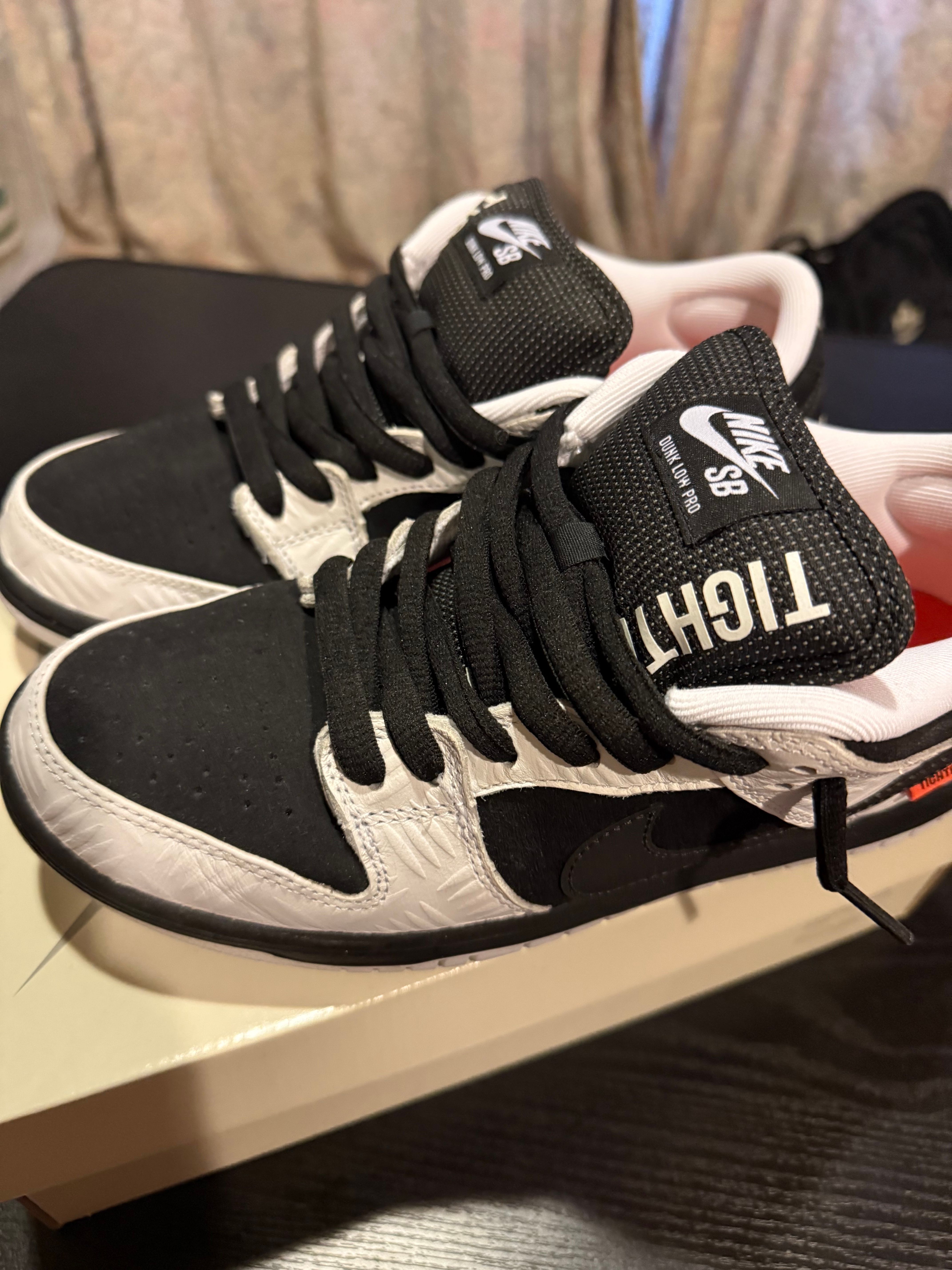 TIGHTBOOTH × Nike SB Dunk Low Pro QS "Black and White"