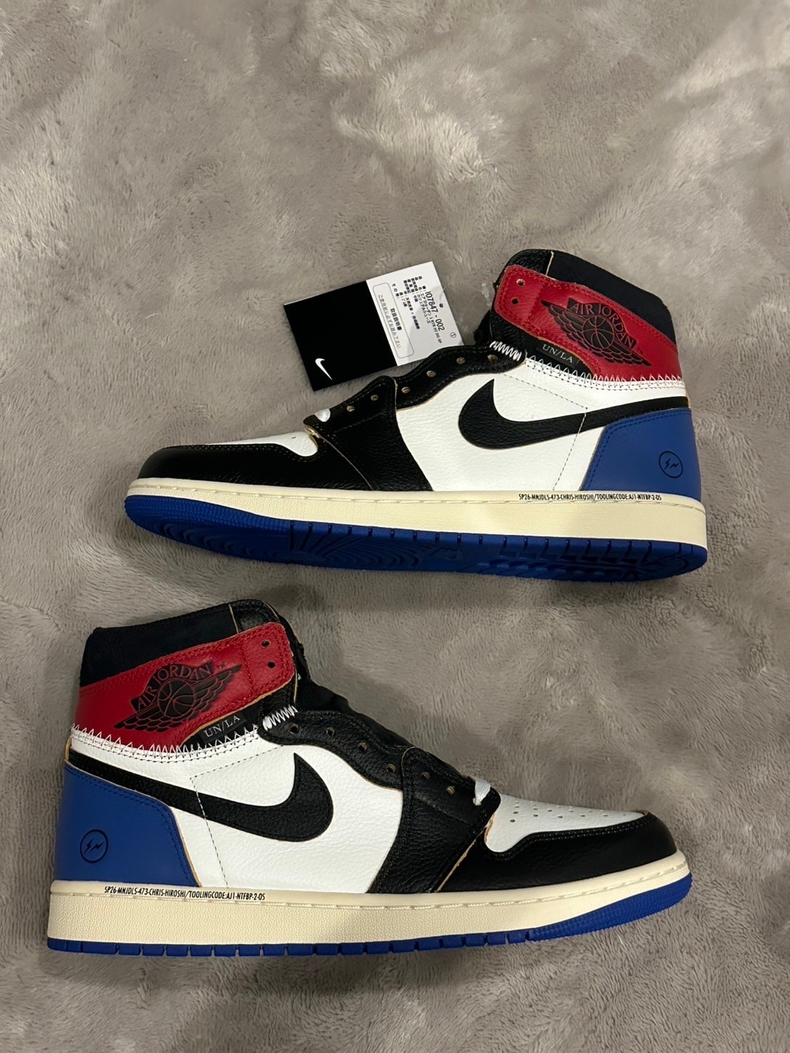 fragment design × UNION × Nike Air Jordan 1 High OG "Black/Varsity Red"