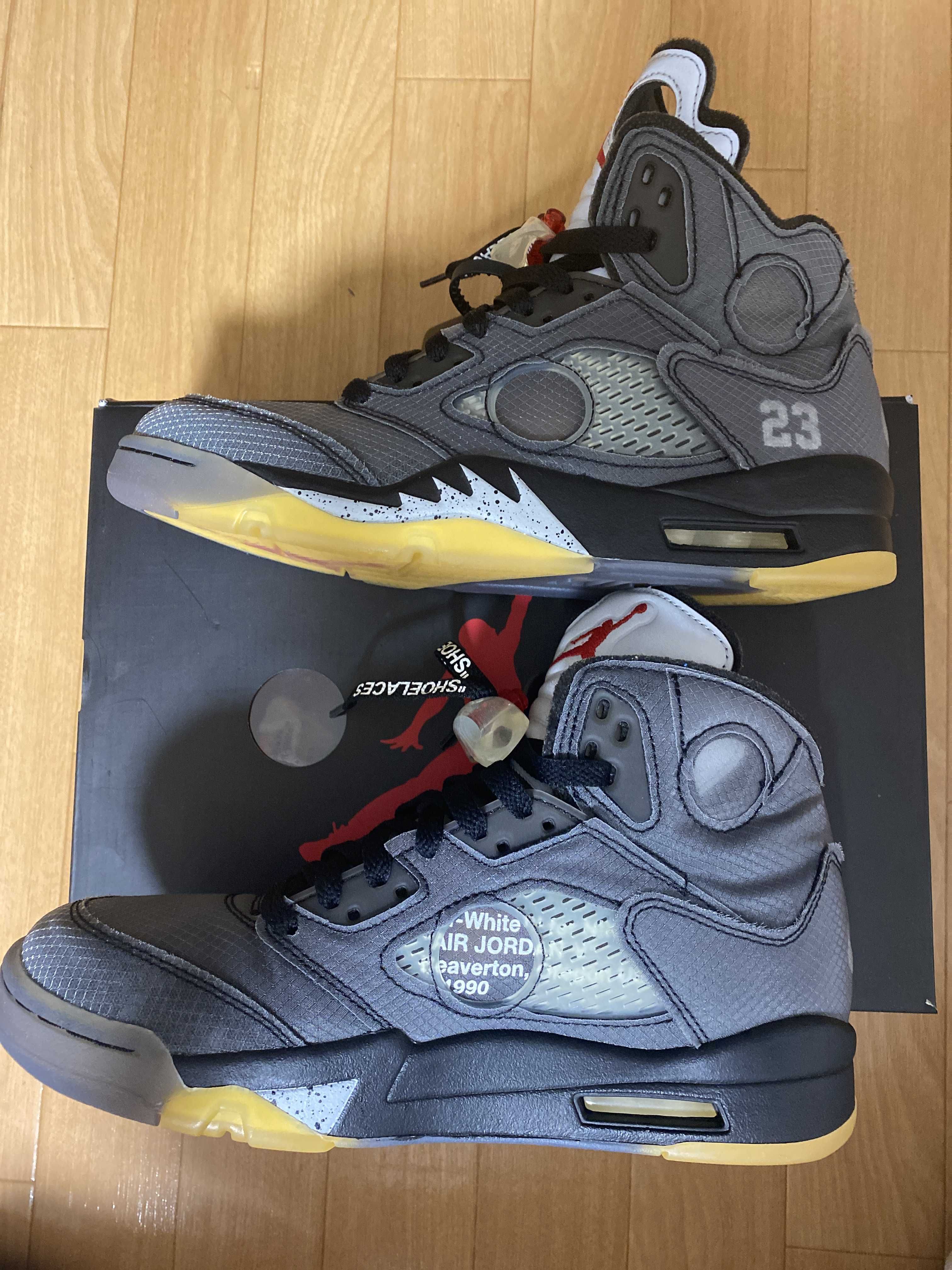 Off-White × Nike Air Jordan 5 "Black/Muslin/Fire Red"