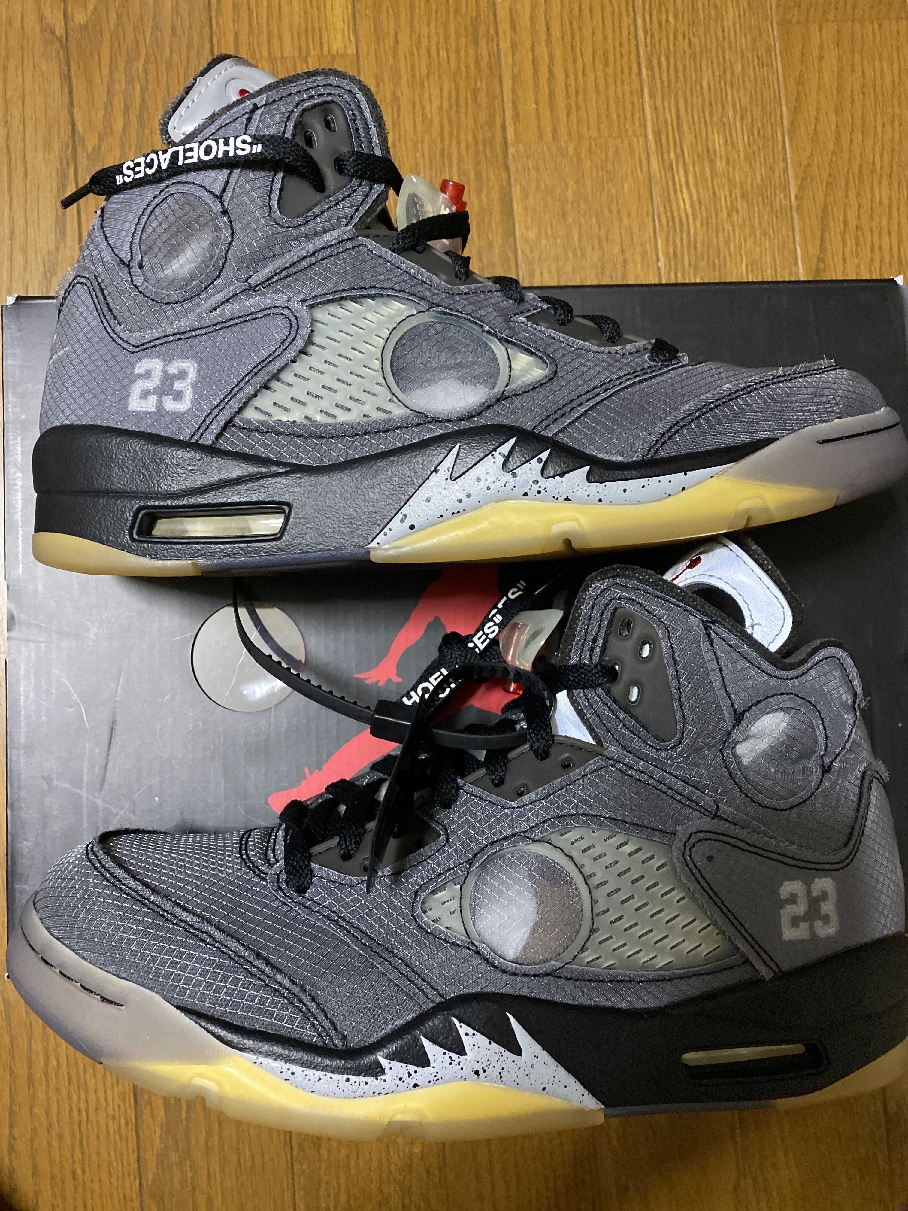 Off-White × Nike Air Jordan 5 "Black/Muslin/Fire Red"