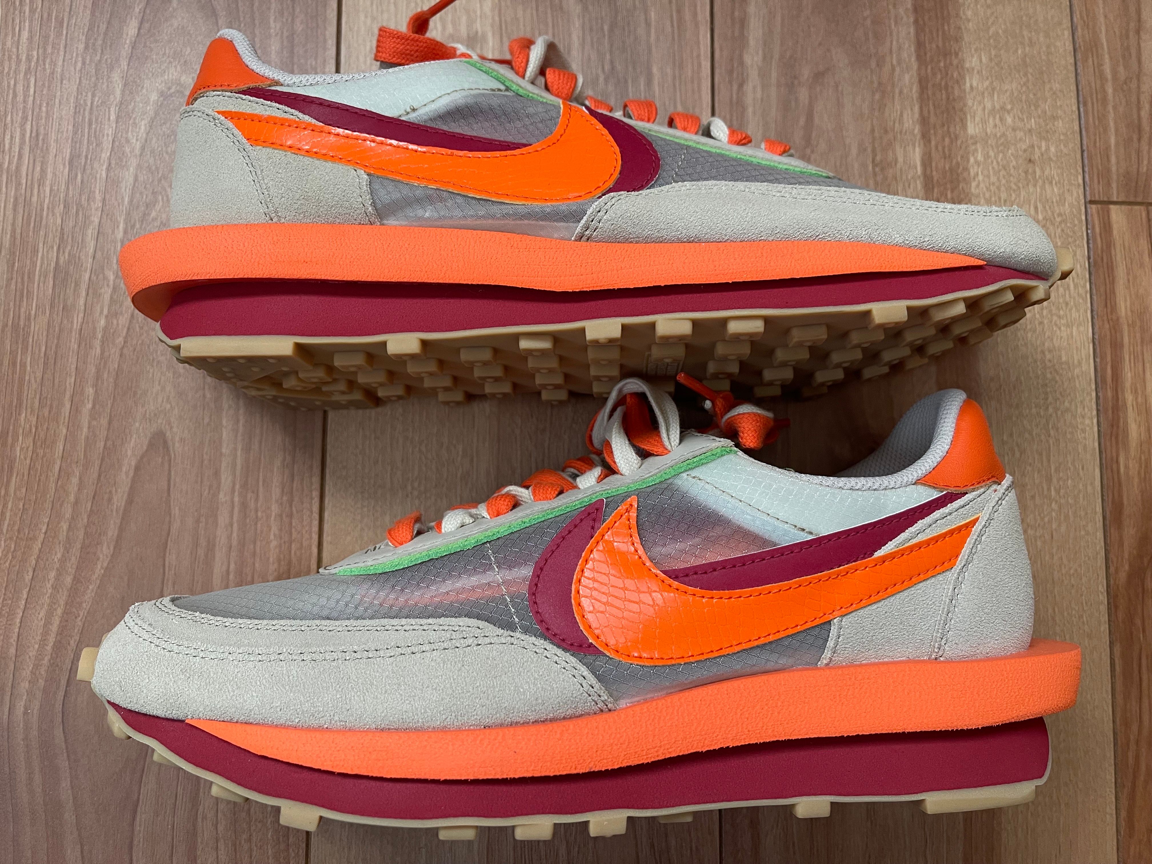 CLOT × Sacai × Nike LD Waffle "Orange Blaze"