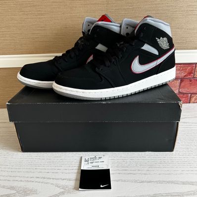 Air jordan 1 mid - black/particle grey/gym red/white best sale