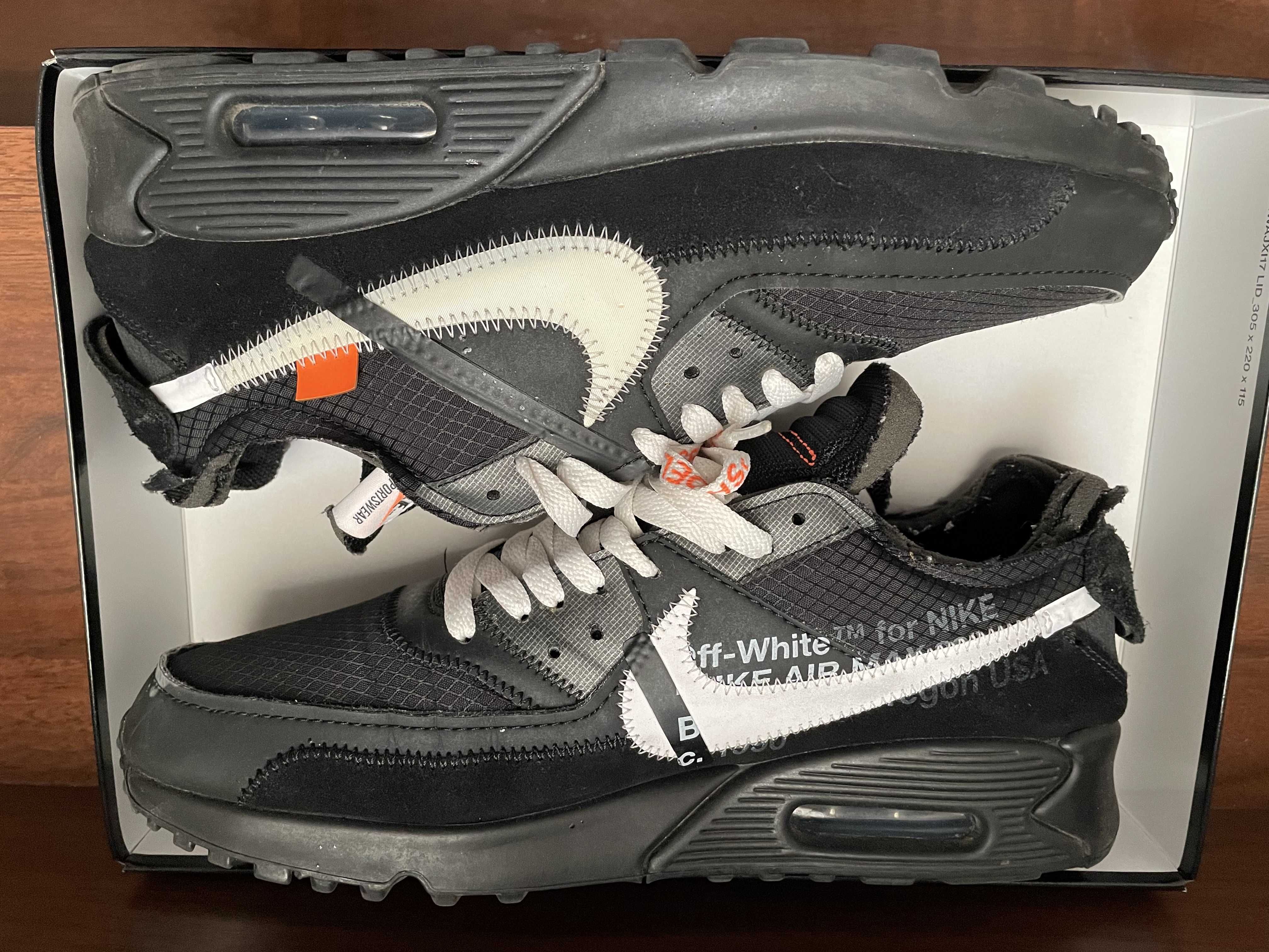 Off-White × Nike Air Max 90 "Black/Black-Cone-White"