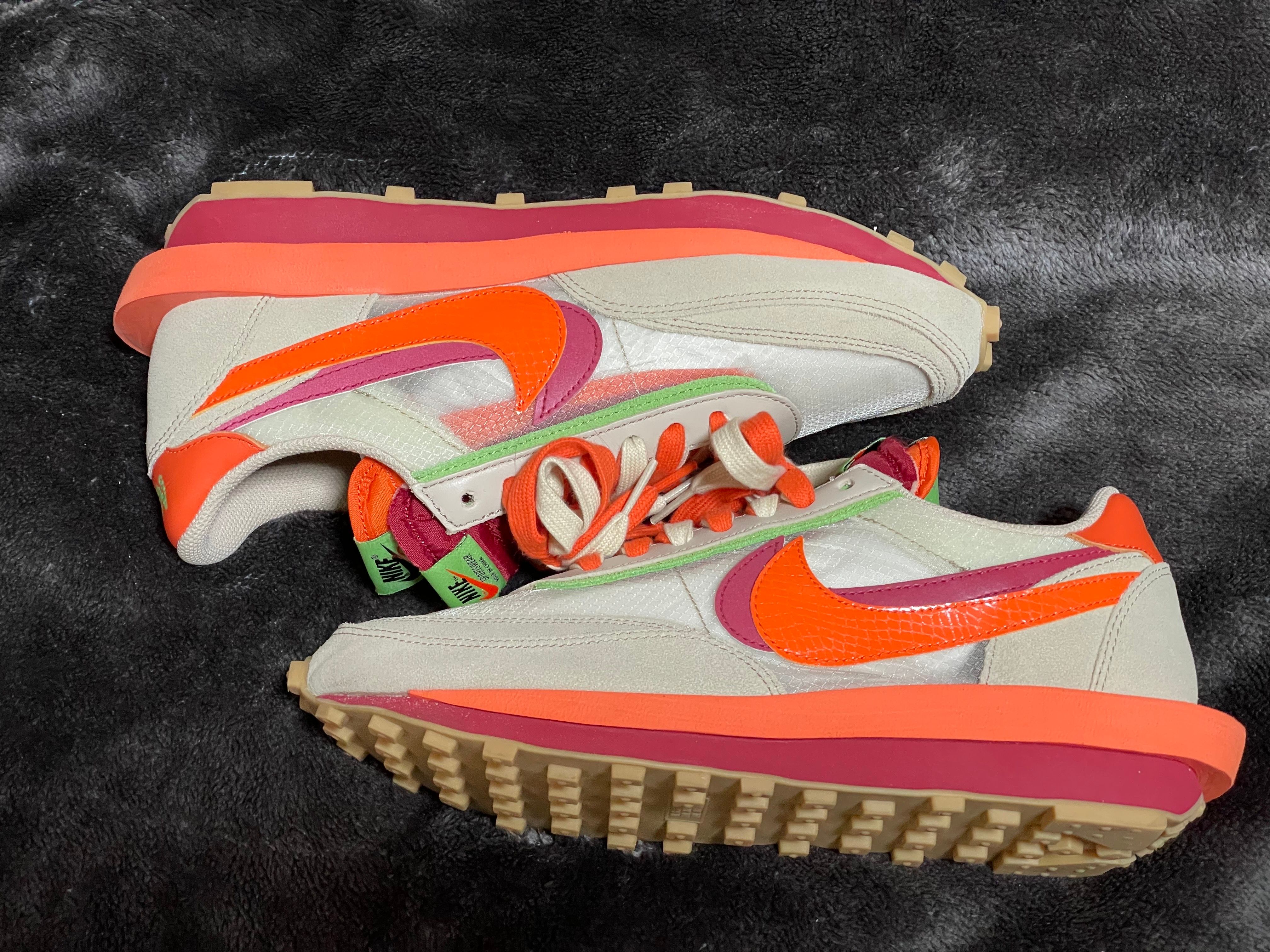 CLOT × Sacai × Nike LD Waffle "Orange Blaze"