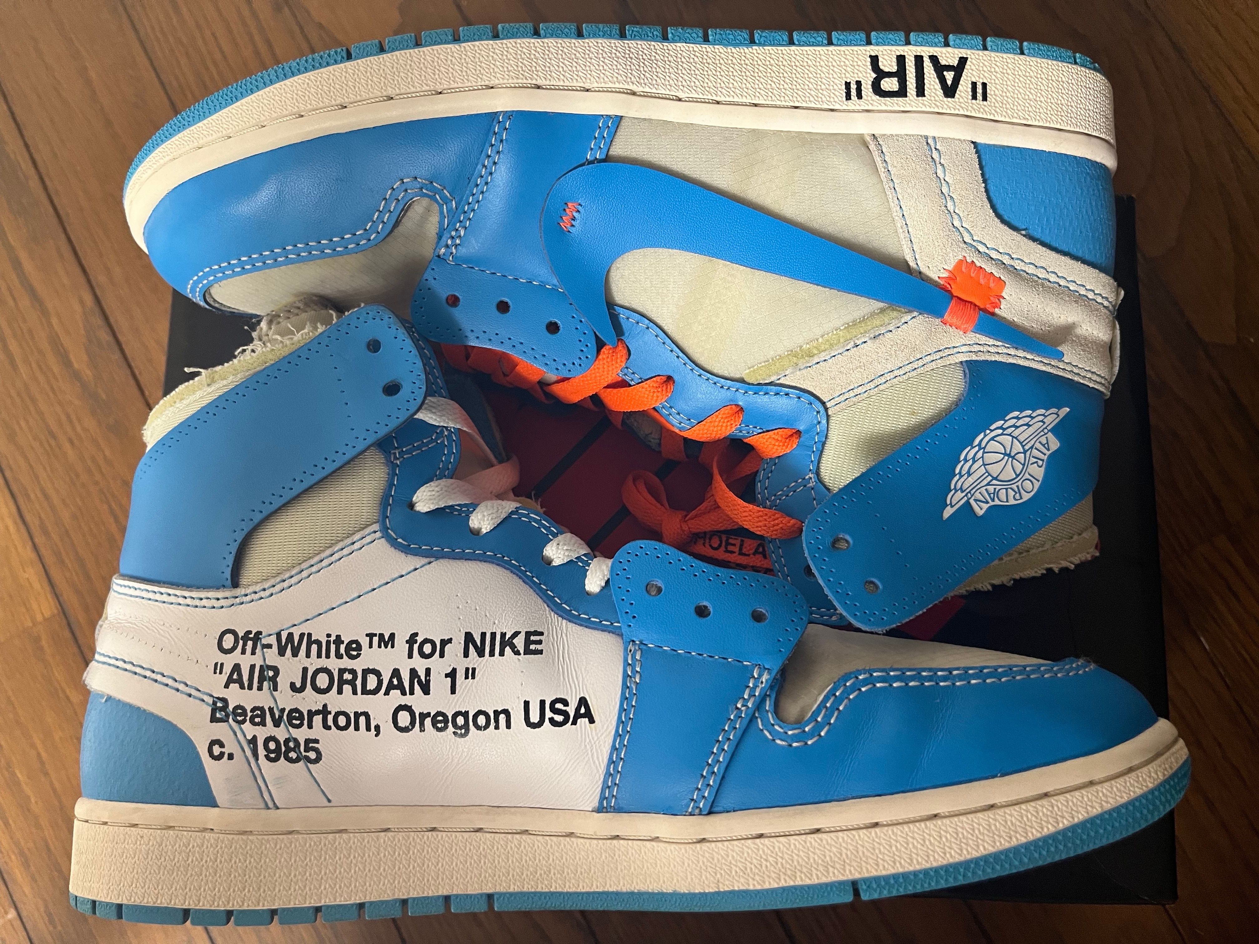 Off-White × Nike Air Jordan 1 High UNC "White/Dark Powder Blue"