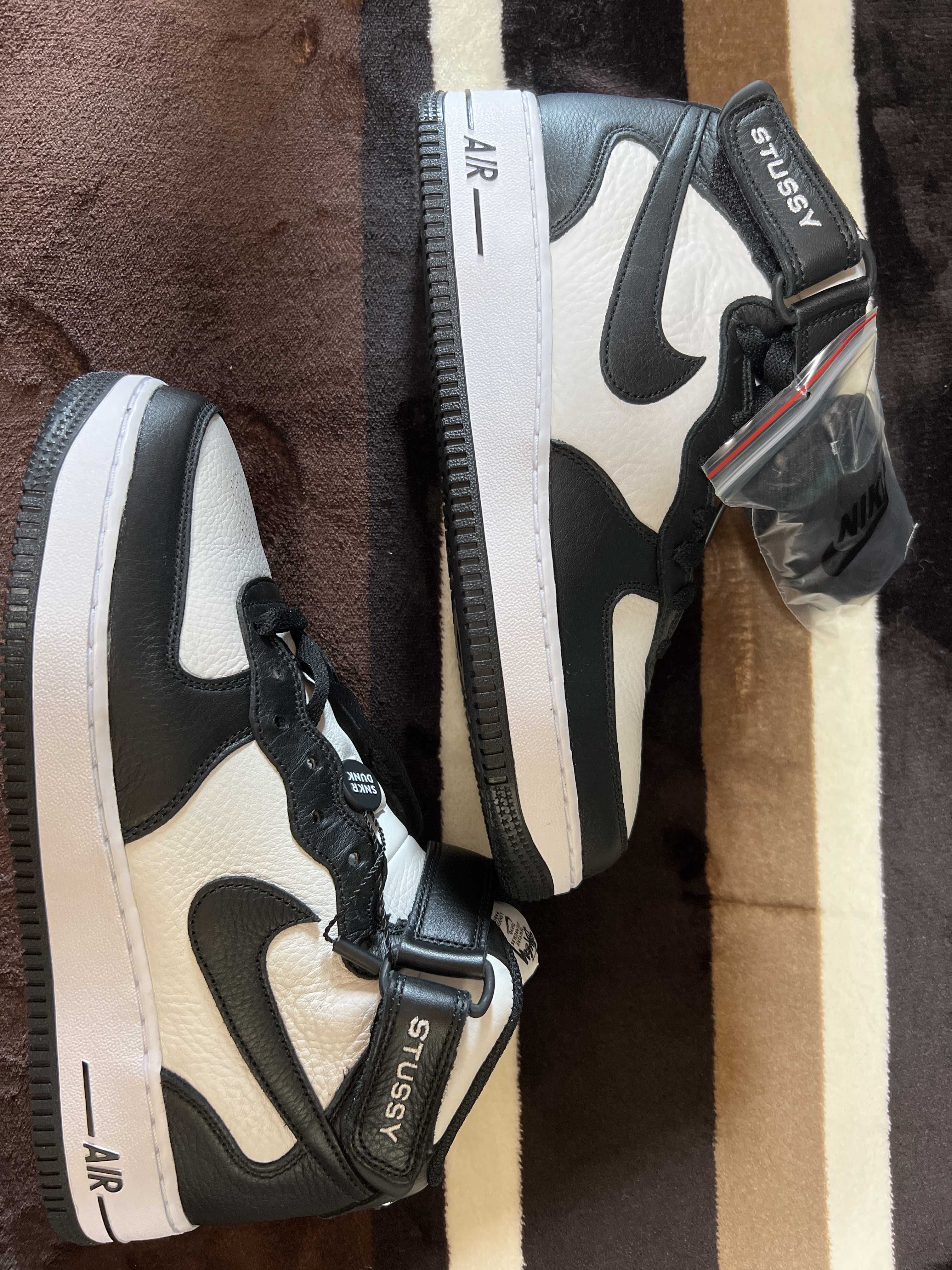 Stussy × Nike Air Force 1 Mid "Black and Light Bone"