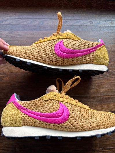 Stussy × Nike LD-1000 "Sanded Gold and Laser Fuchsia"