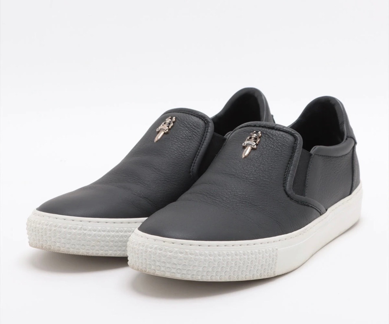 Chrome Hearts CH Plus Leather Patch With Dagger Slip-On "White"