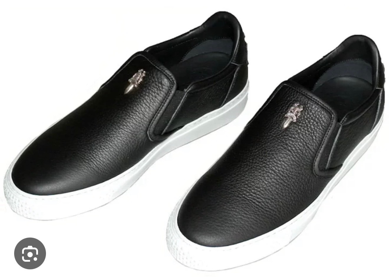 Chrome Hearts CH Plus Leather Patch With Dagger Slip-On "White"