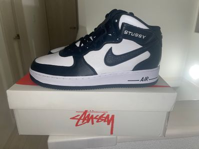 Stussy × Nike Air Force 1 Mid "Black and Light Bone"