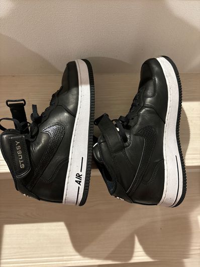 Stussy × Nike Air Force 1 Mid "Black/Black"