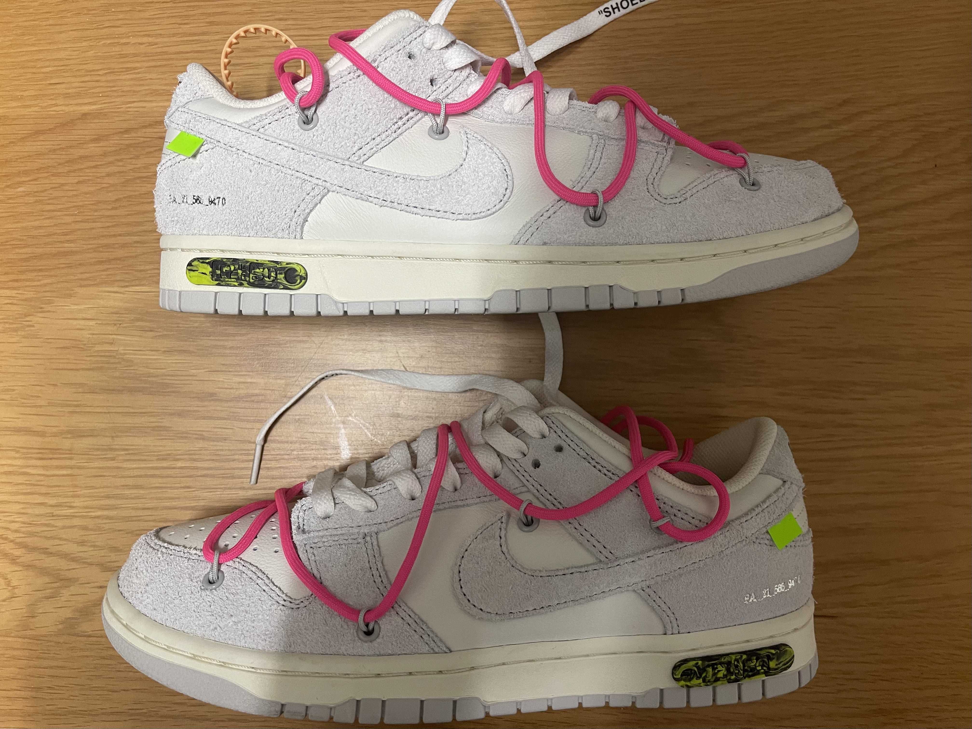 Off-White × Nike Dunk Low "Sail/Neutral Gray/Hyper Pink"