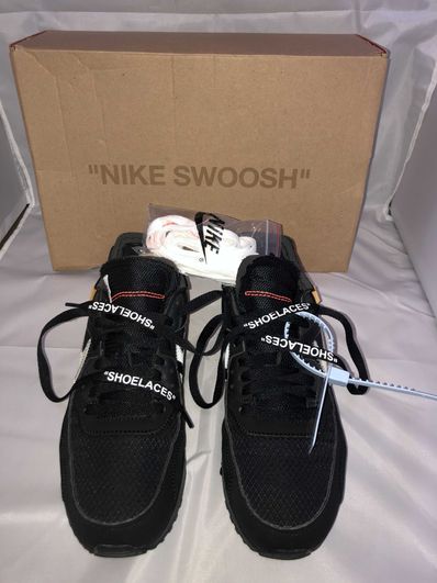 Off-White × Nike Air Max 90 "Black/Black-Cone-White"