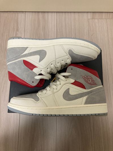 SNS×NIKE AIR JORDAN 1 MID "GREY/RED"