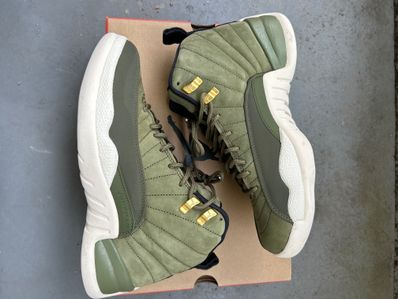 Army green jordan 12 sales