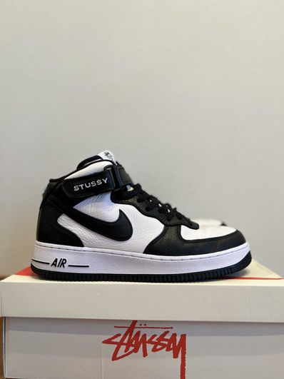 Stussy × Nike Air Force 1 Mid "Black and Light Bone"