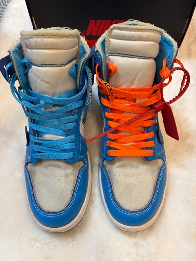 Off-White × Nike Air Jordan 1 High UNC "White/Dark Powder Blue"