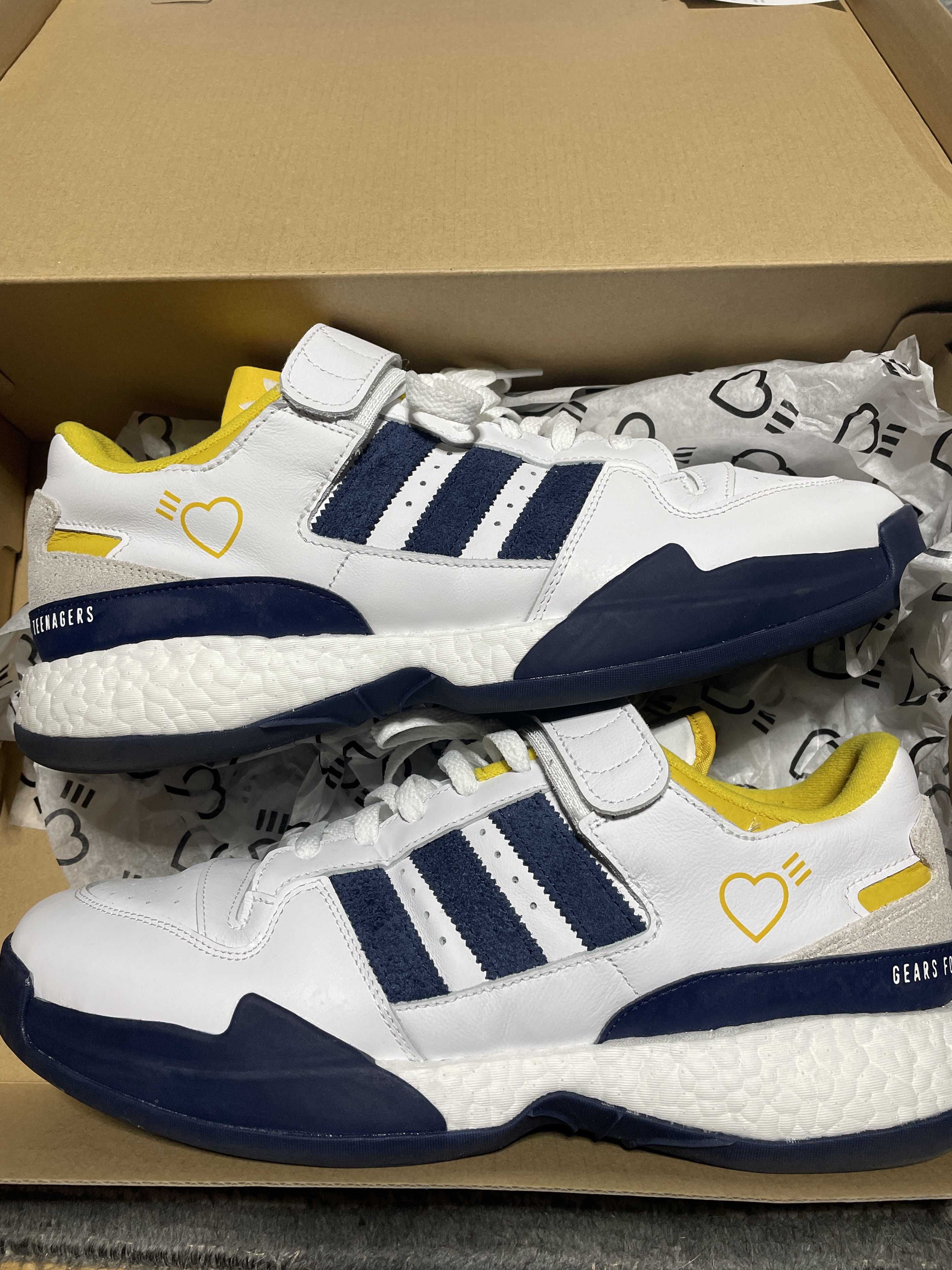 HUMAN MADE × adidas CONSORTIUM FORUM LOW "HAZY YELLOW/COLLEGE NAVY"