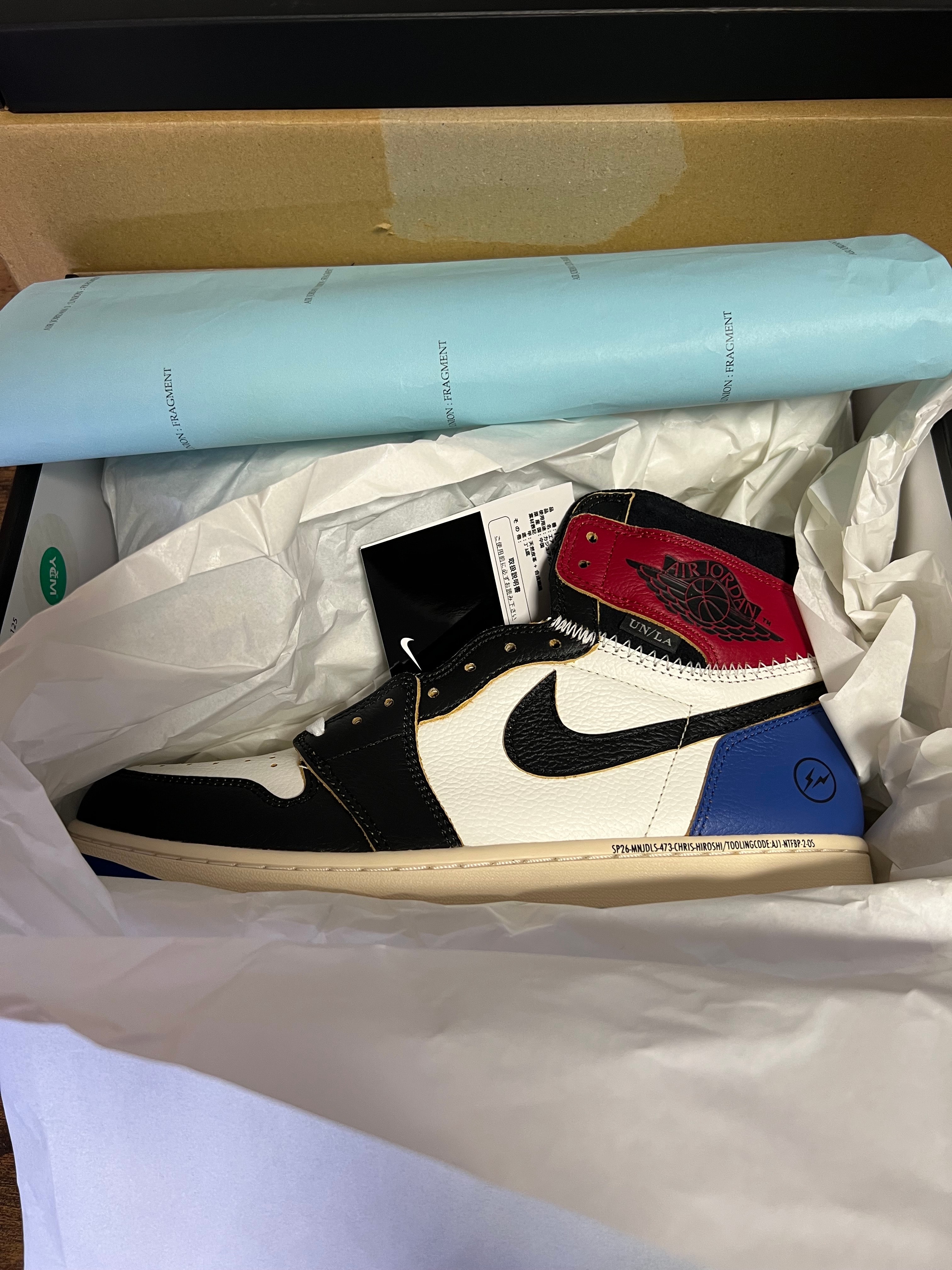 fragment design × UNION × Nike Air Jordan 1 High OG "Black/Varsity Red"