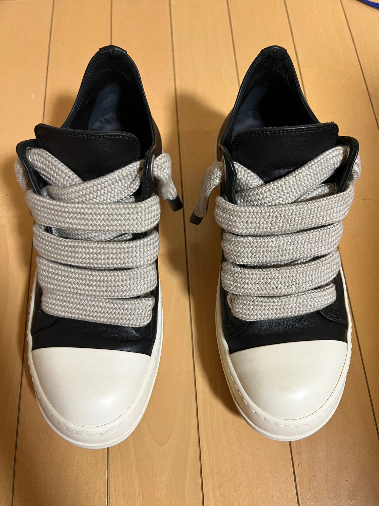 Rick Owens FW26 Tower Jumbolace Low Sneaks Full Grain Cow Leather "Black/Milk"