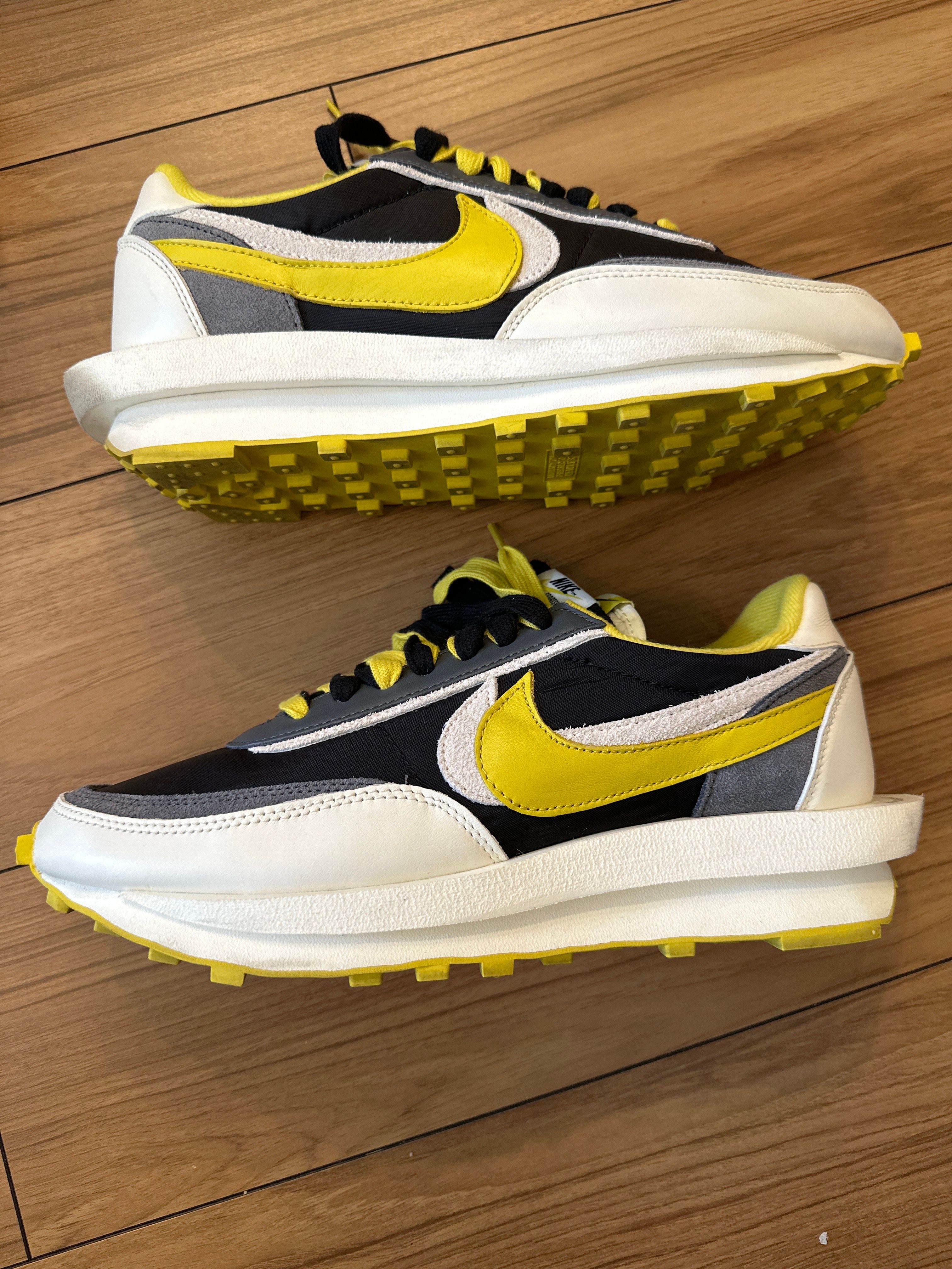 UNDERCOVER × sacai × Nike LD Waffle "Black/Sail-Dark Grey-Bright Citron"