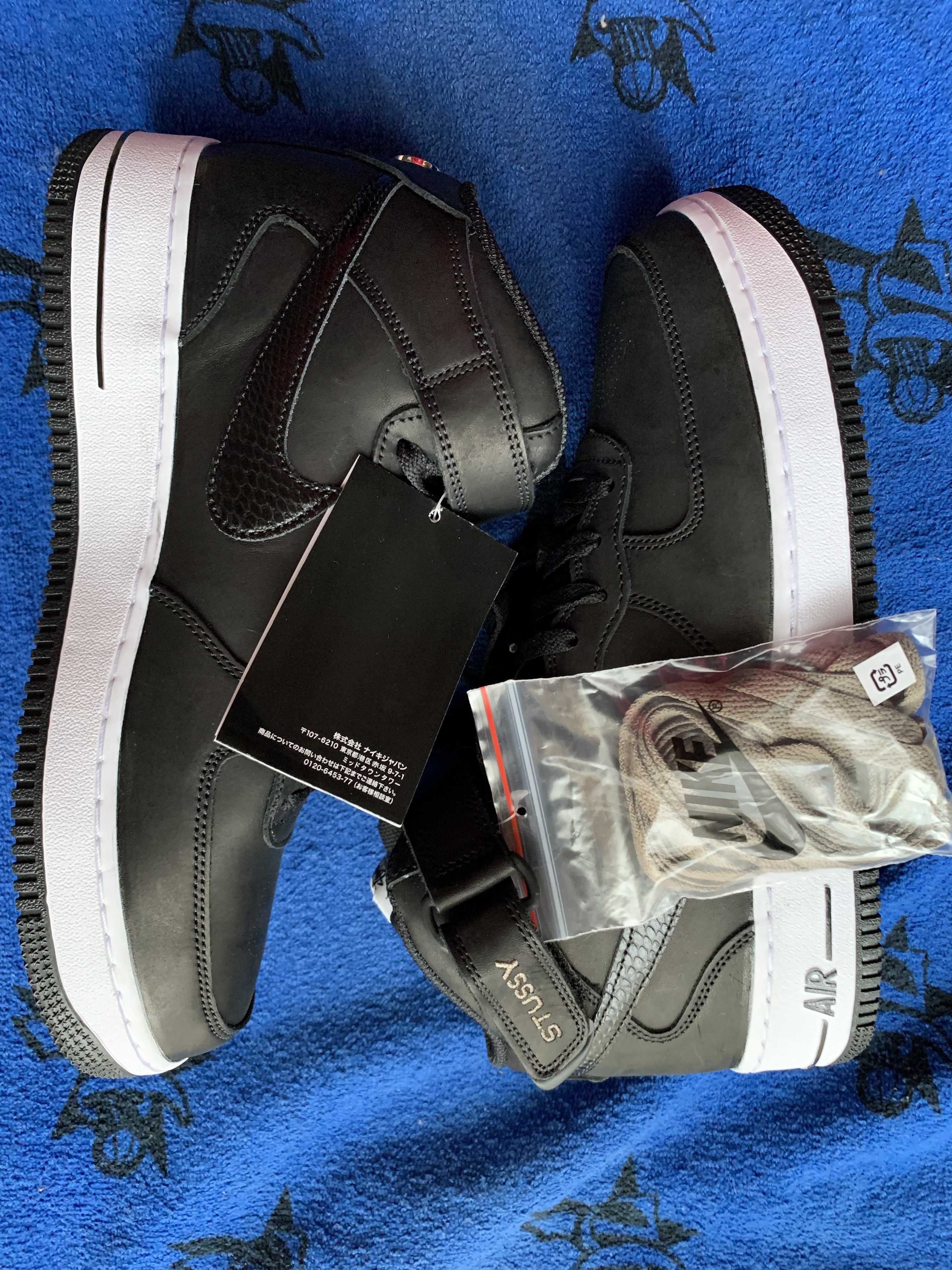 Stussy × Nike Air Force 1 Mid "Black/Black"