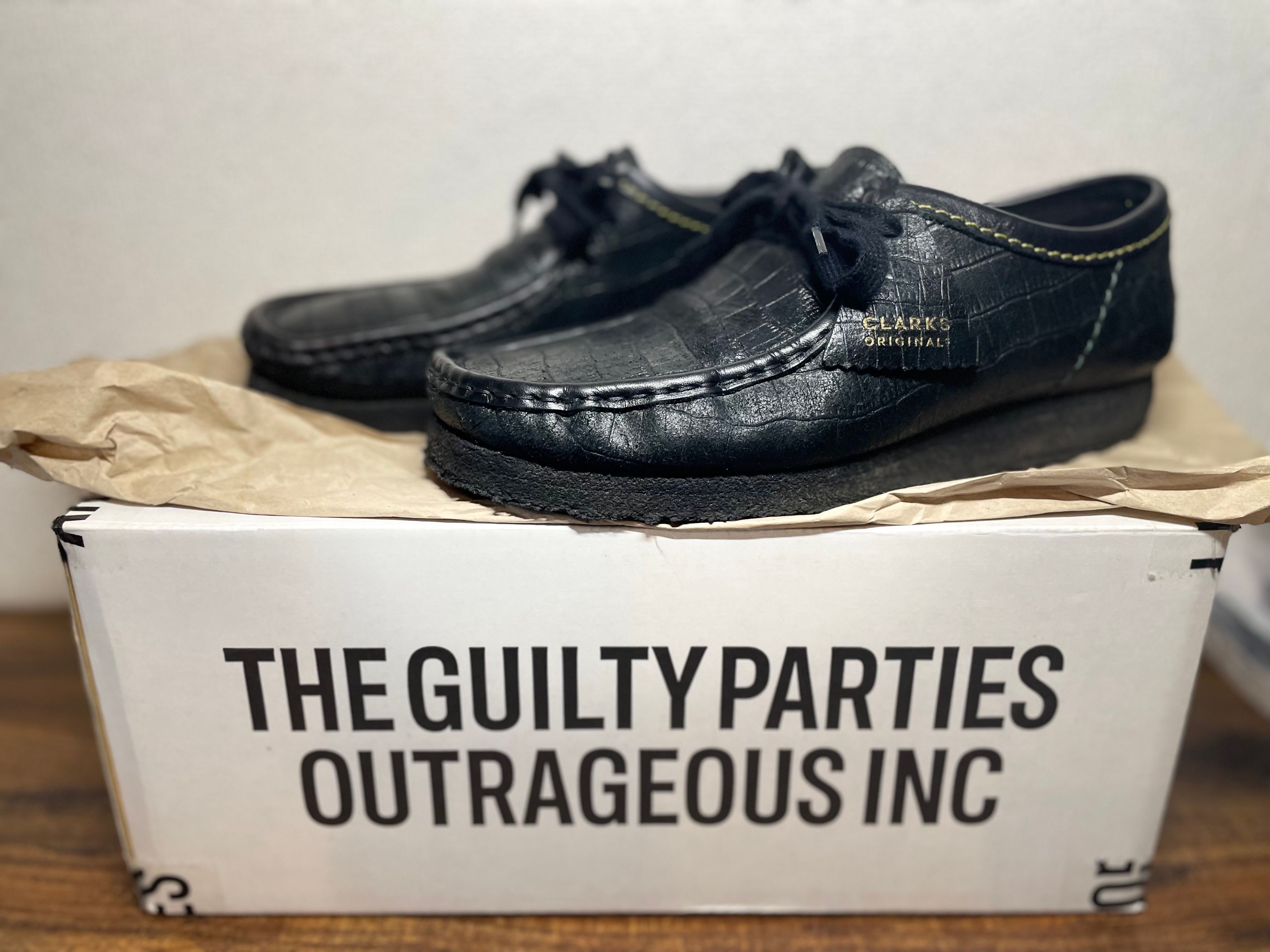 WACKO MARIA × Clarks Wallabee Crocodile Embossed Leather "Black"