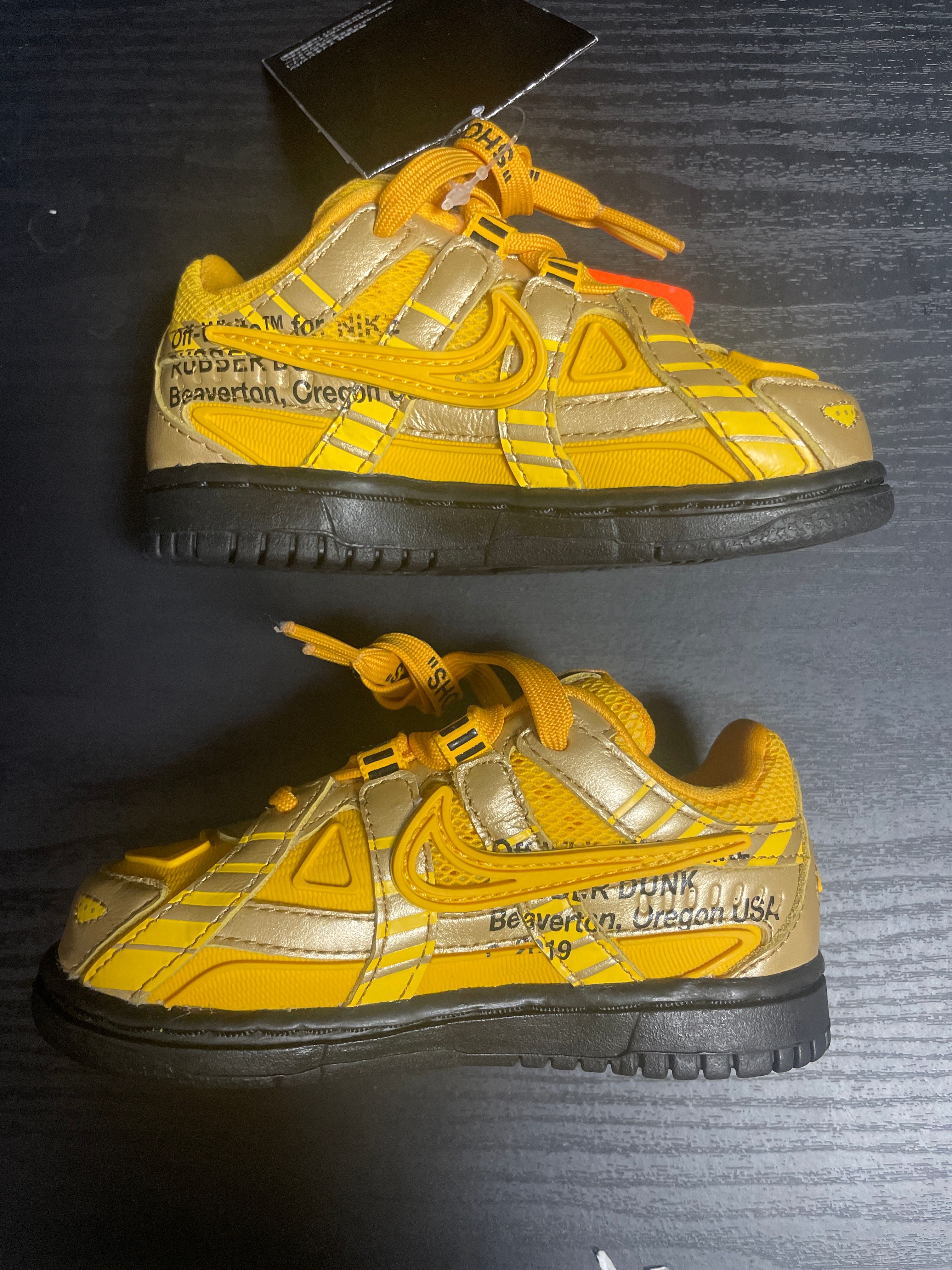 Off-White × Nike TD Air Rubber Dunk "University Gold"