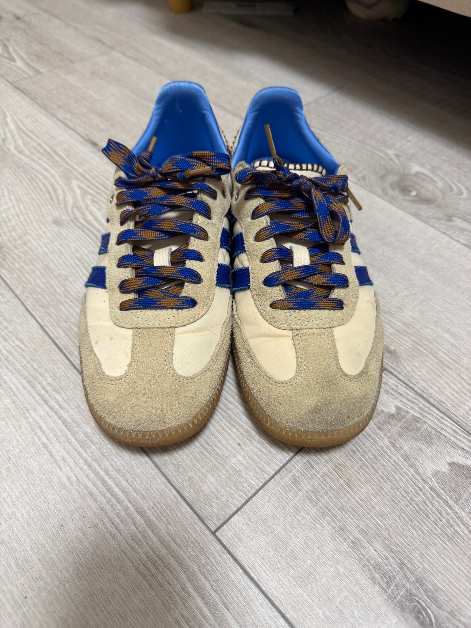 Wales Bonner × adidas Nylon Samba "Wonder Clay/Team Royal Blue/Wonder White"
