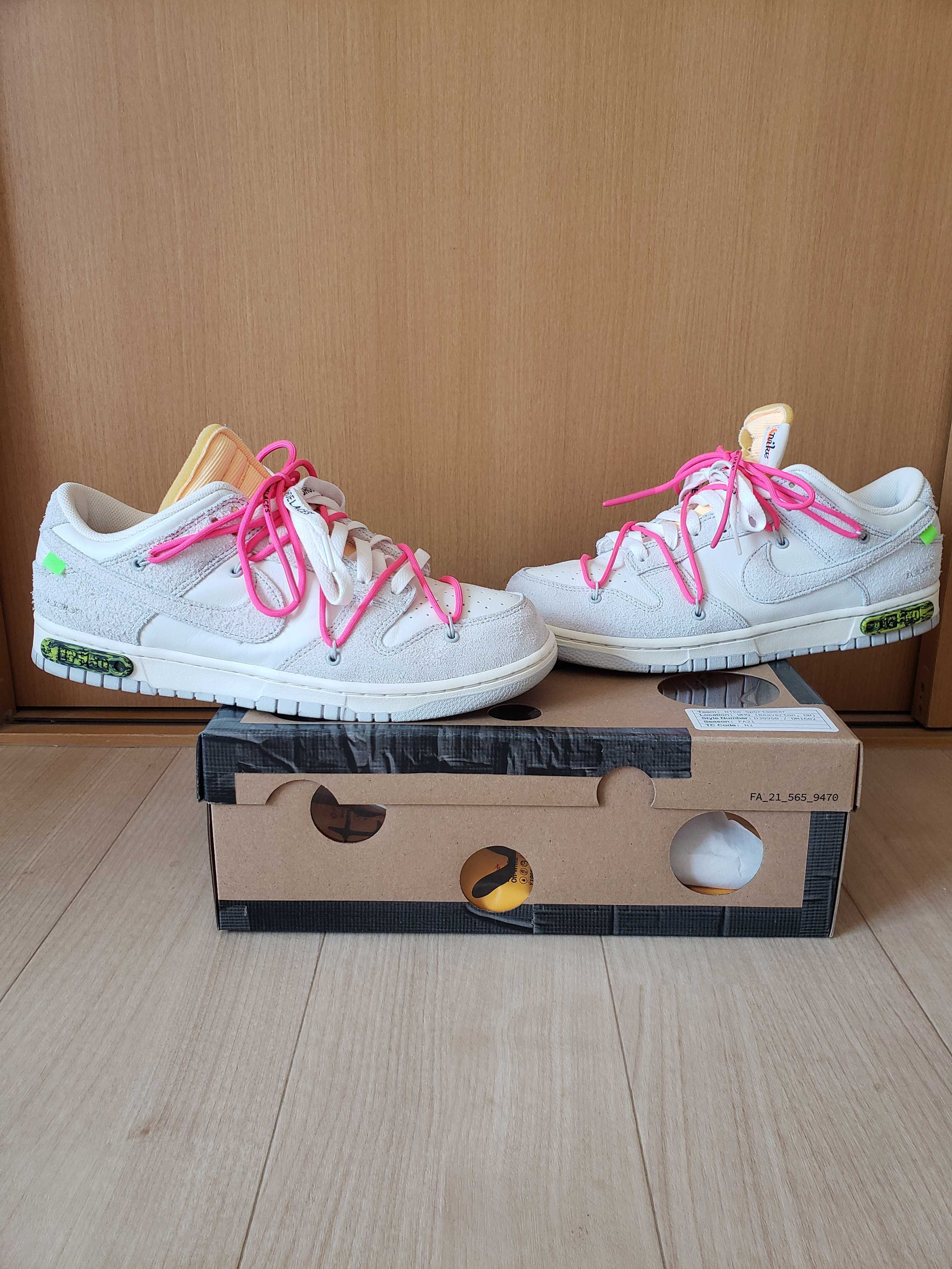 Off-White × Nike Dunk Low "Sail/Neutral Gray/Hyper Pink"