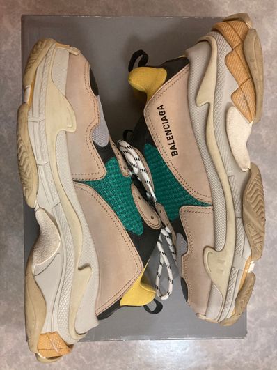 BALENCIAGA Triple S "Beige/Green/Yellow"