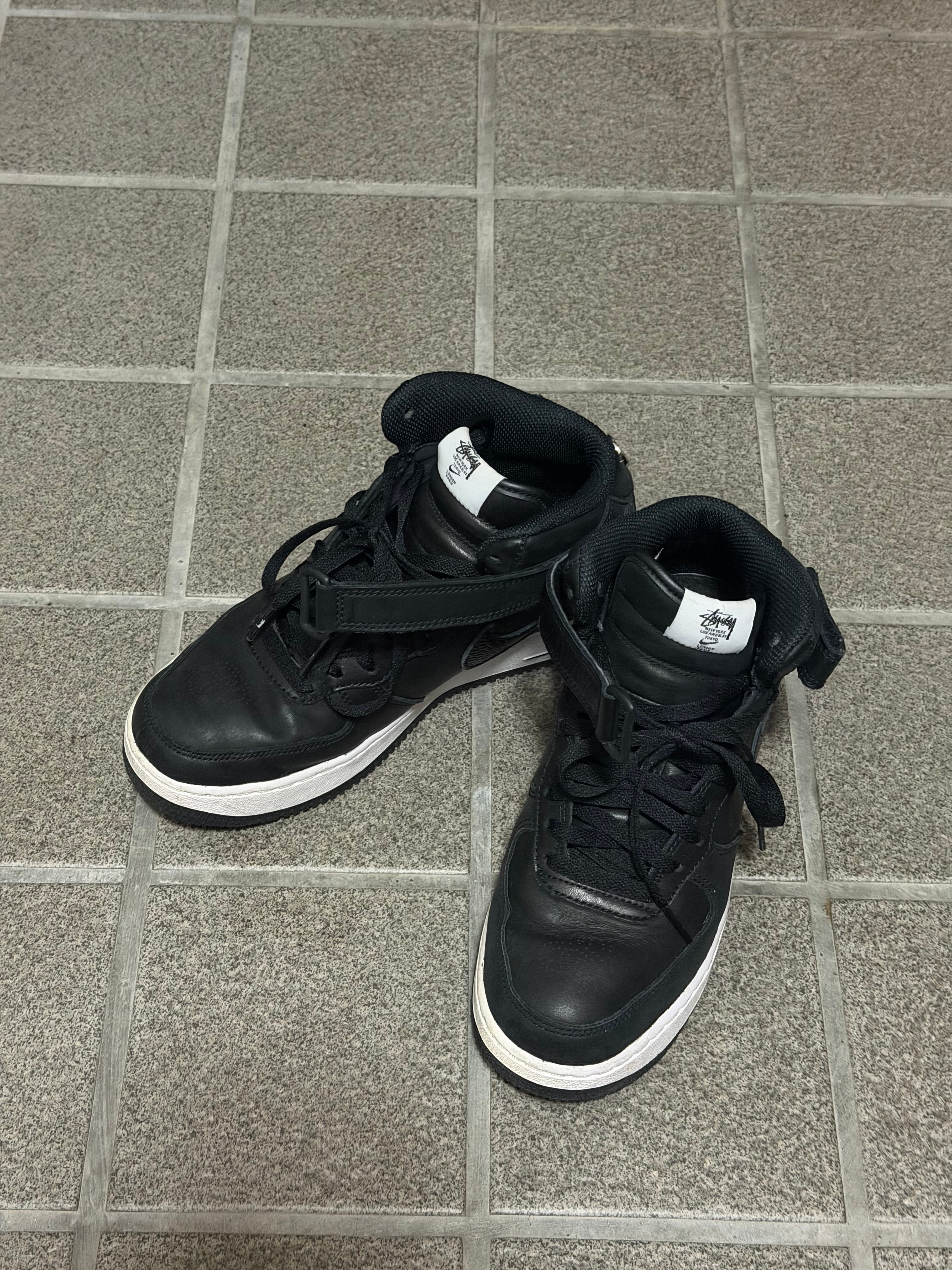 Stussy × Nike Air Force 1 Mid "Black/Black"