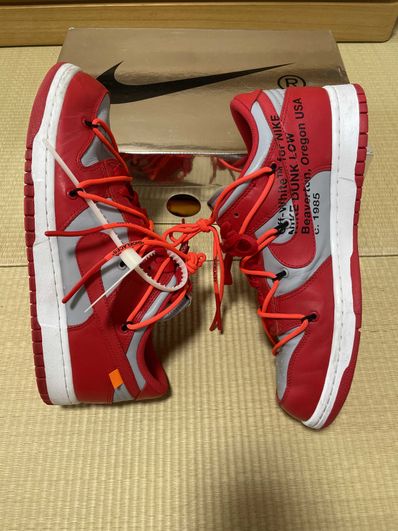 Off-White × Nike Dunk Low "University Red/Wolf Grey"