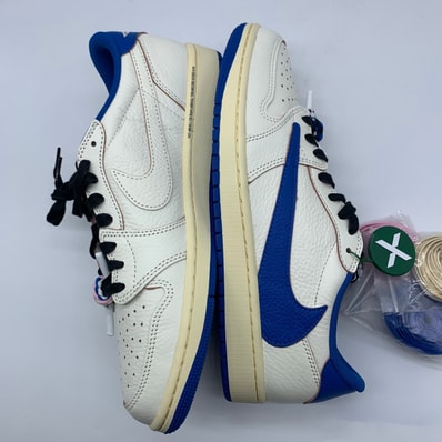 Travis Scott × fragment design × Nike Air Jordan 1 Low OG "Sail/Military Blue"