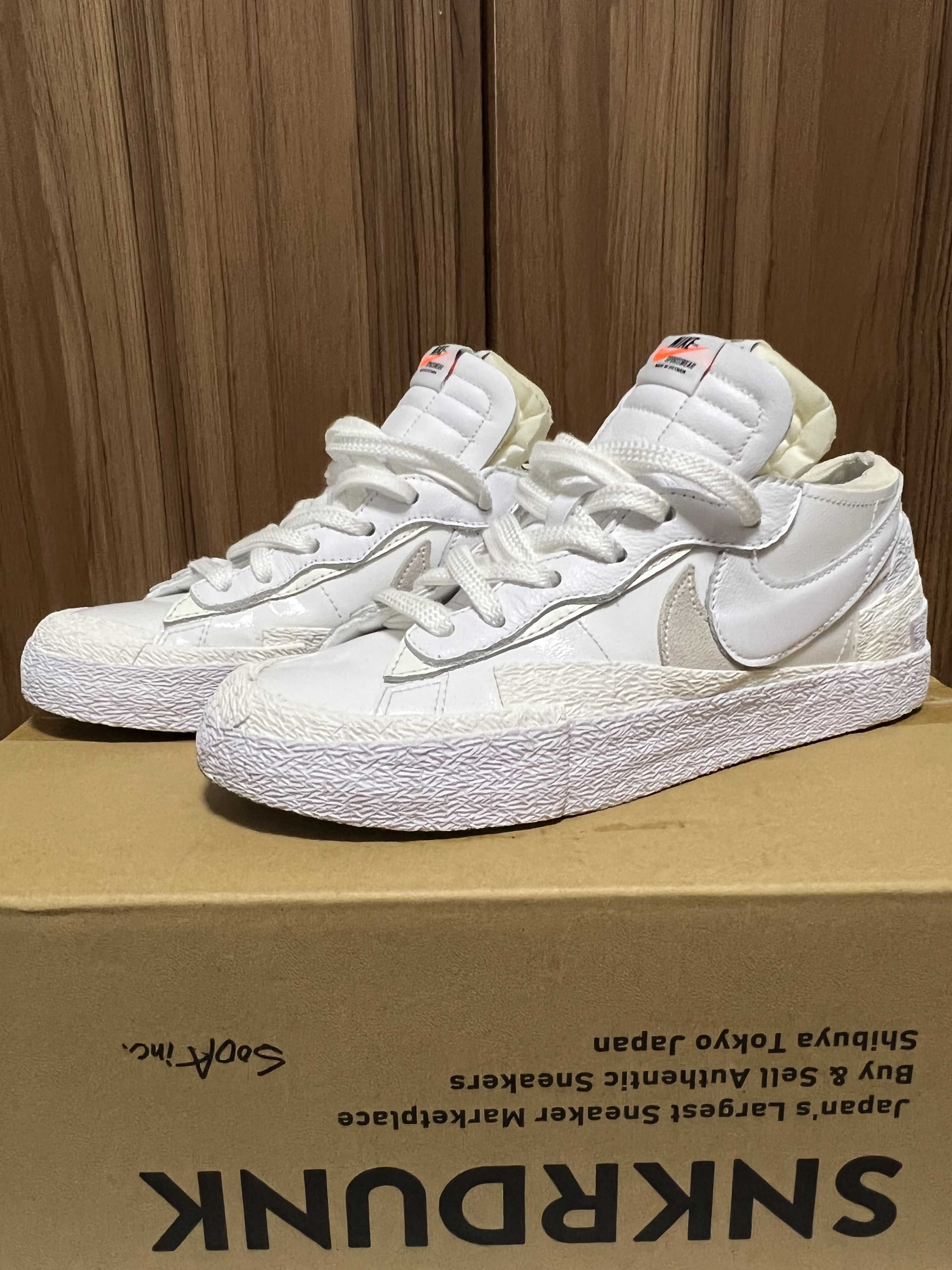 sacai × Nike Blazer Low "White Patent Leather"