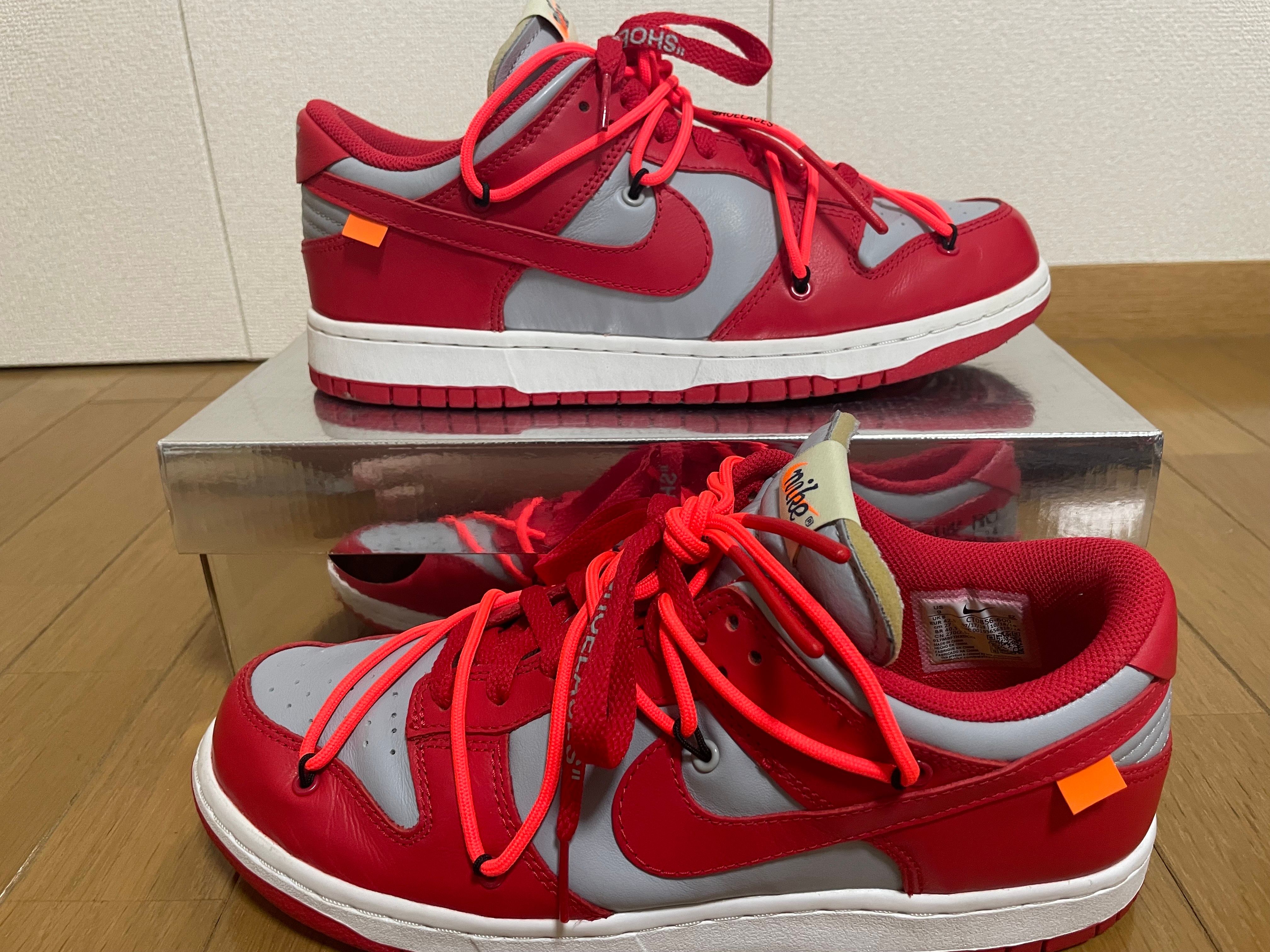 Off-White × Nike Dunk Low "University Red/Wolf Grey"